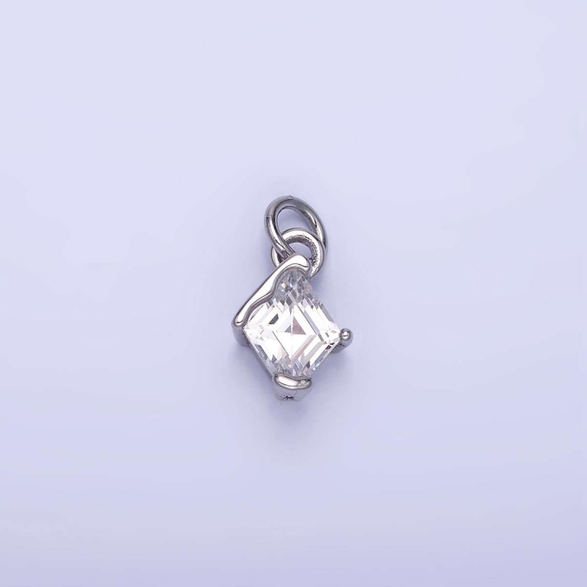 14K Gold Filled Clear CZ Rhombus Molten Mini Charm in Gold & Silver | W582 - DLUXCA