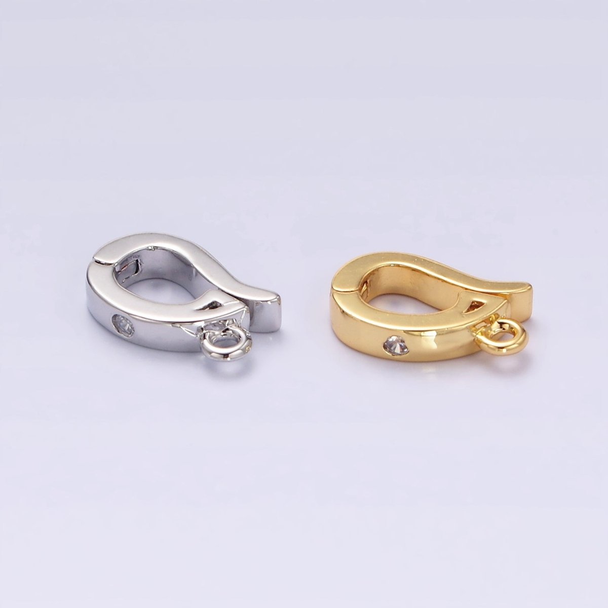 14K Gold Filled Clear CZ Snap Interchangeable Charm Holder Jewelry Supply in Gold & Silver | Z-479 Z-480 - DLUXCA