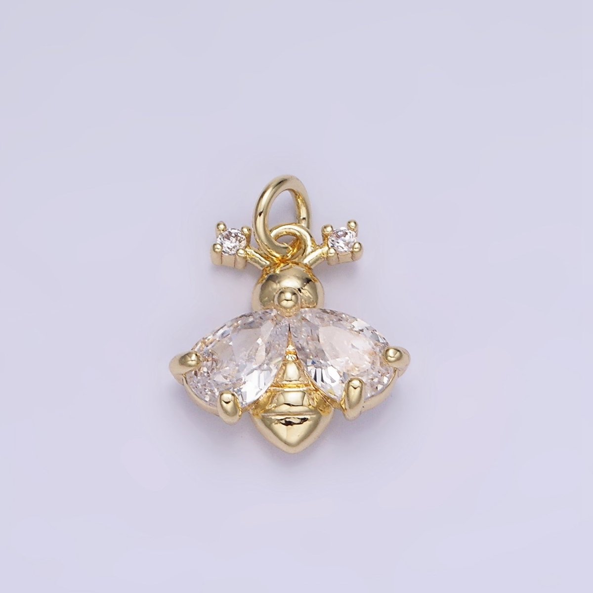 14K Gold Filled Clear CZ Teardrop Bumble Queen Bee Insect Animal Charm | AG731 - DLUXCA