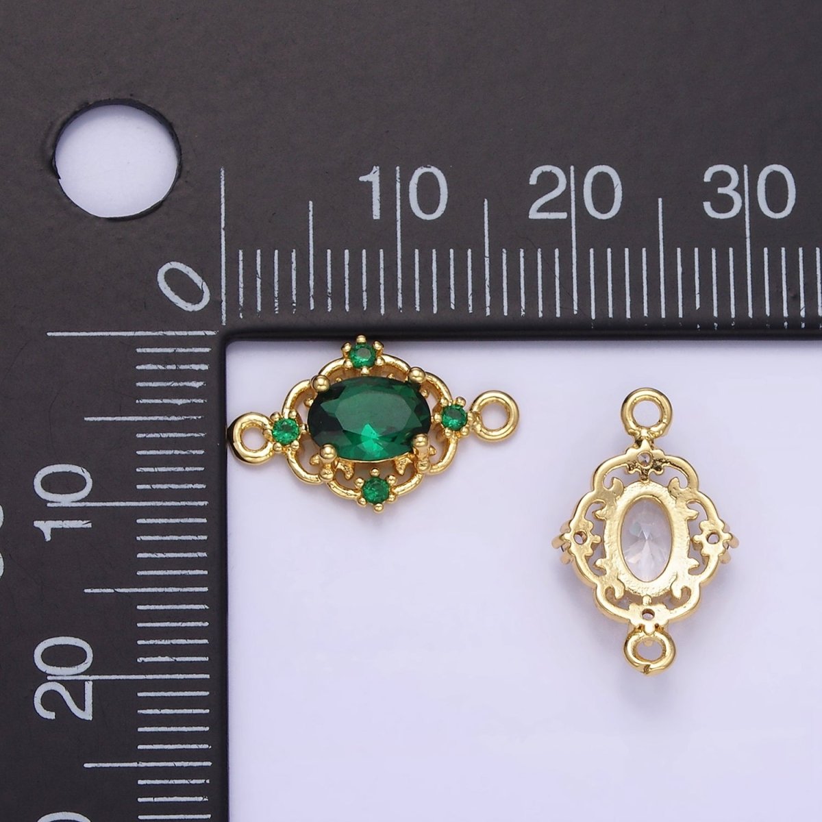 14K Gold Filled Clear, Green, Red CZ Artisan Connector | G350 - G351 - DLUXCA