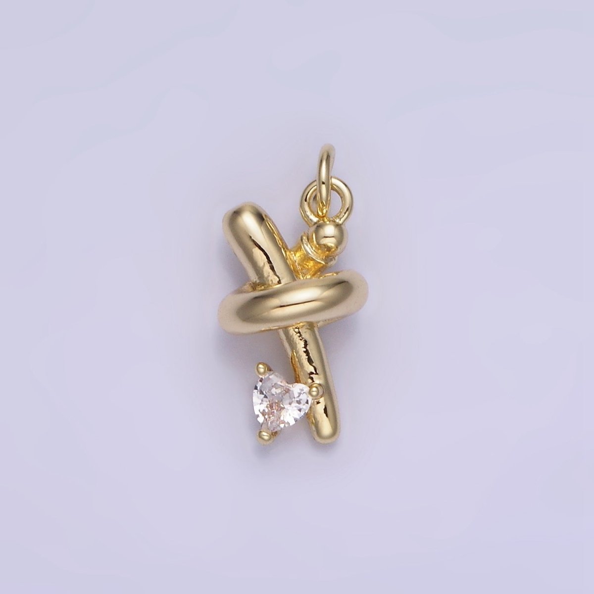 14K Gold Filled Clear Heart CZ Tube Charm | AG714 - DLUXCA