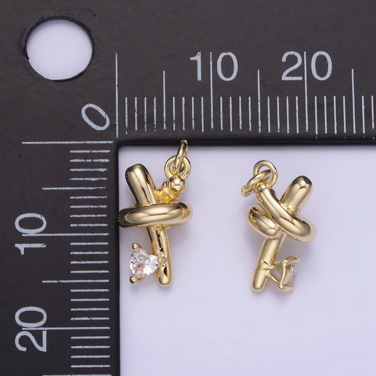 14K Gold Filled Clear Heart CZ Tube Charm | AG714 - DLUXCA