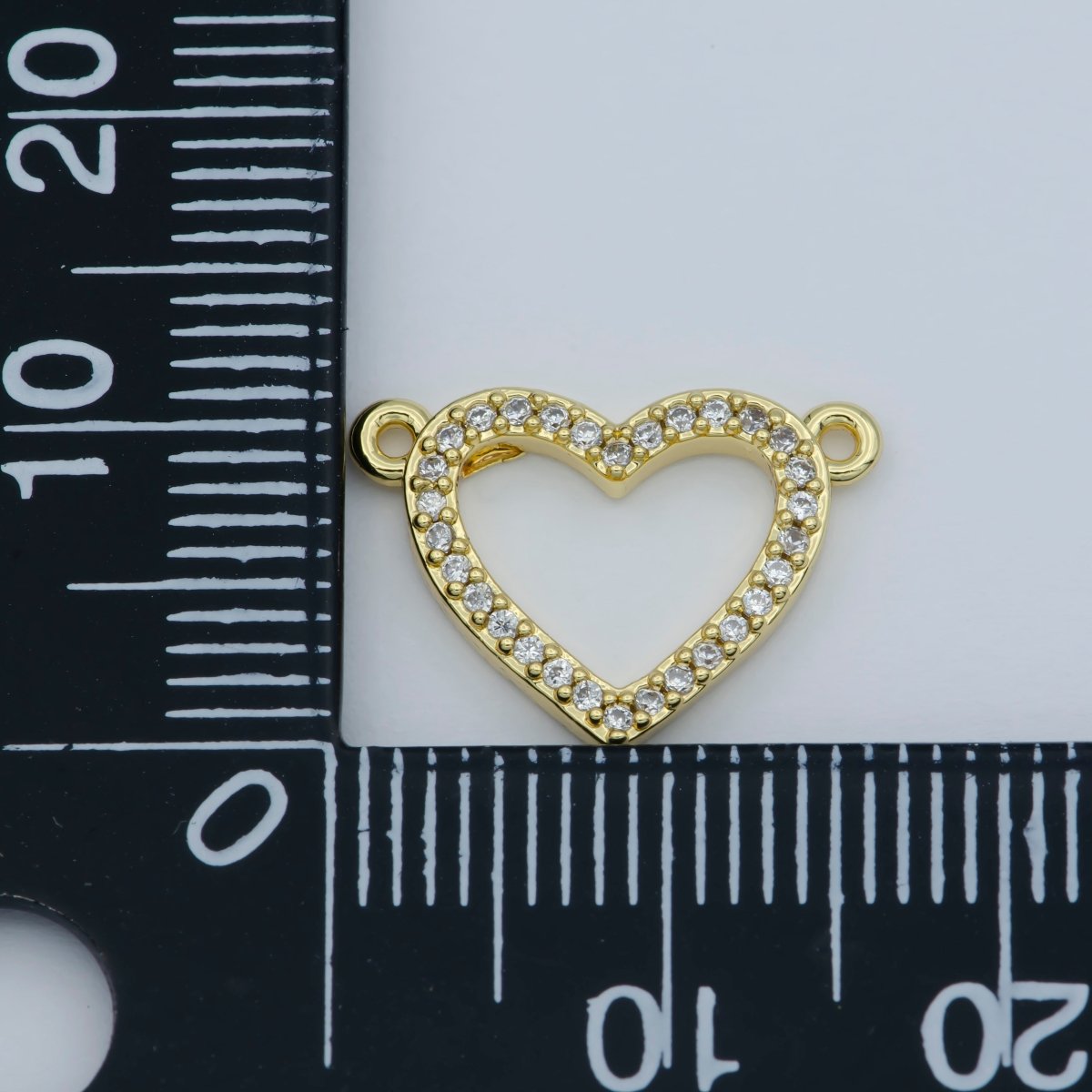 14k Gold Filled Clear Micro Pave CZ Heart Charm Connector Micro Pave CZ Heart Bracelet Connector For Bracelet Necklace Supply DIY Jewelry F-882 - DLUXCA