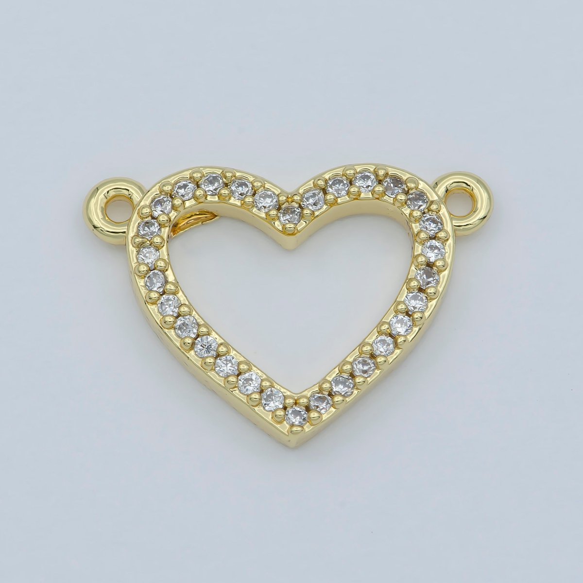 14k Gold Filled Clear Micro Pave CZ Heart Charm Connector Micro Pave CZ Heart Bracelet Connector For Bracelet Necklace Supply DIY Jewelry F-882 - DLUXCA