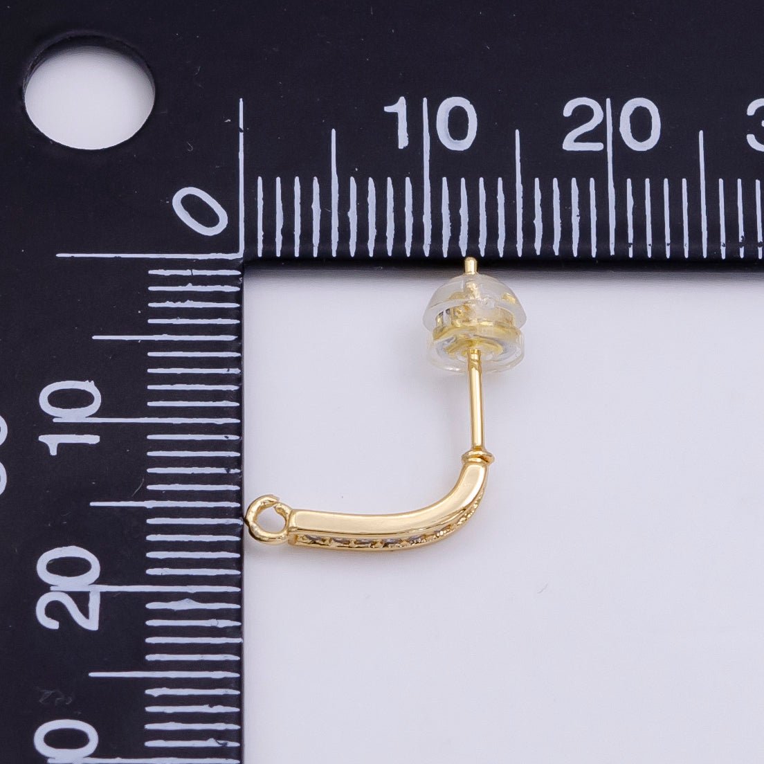 14K Gold Filled Clear Micro Paved CZ Bar Stud Earrings in Gold & Silver | Z612 Z613 - DLUXCA