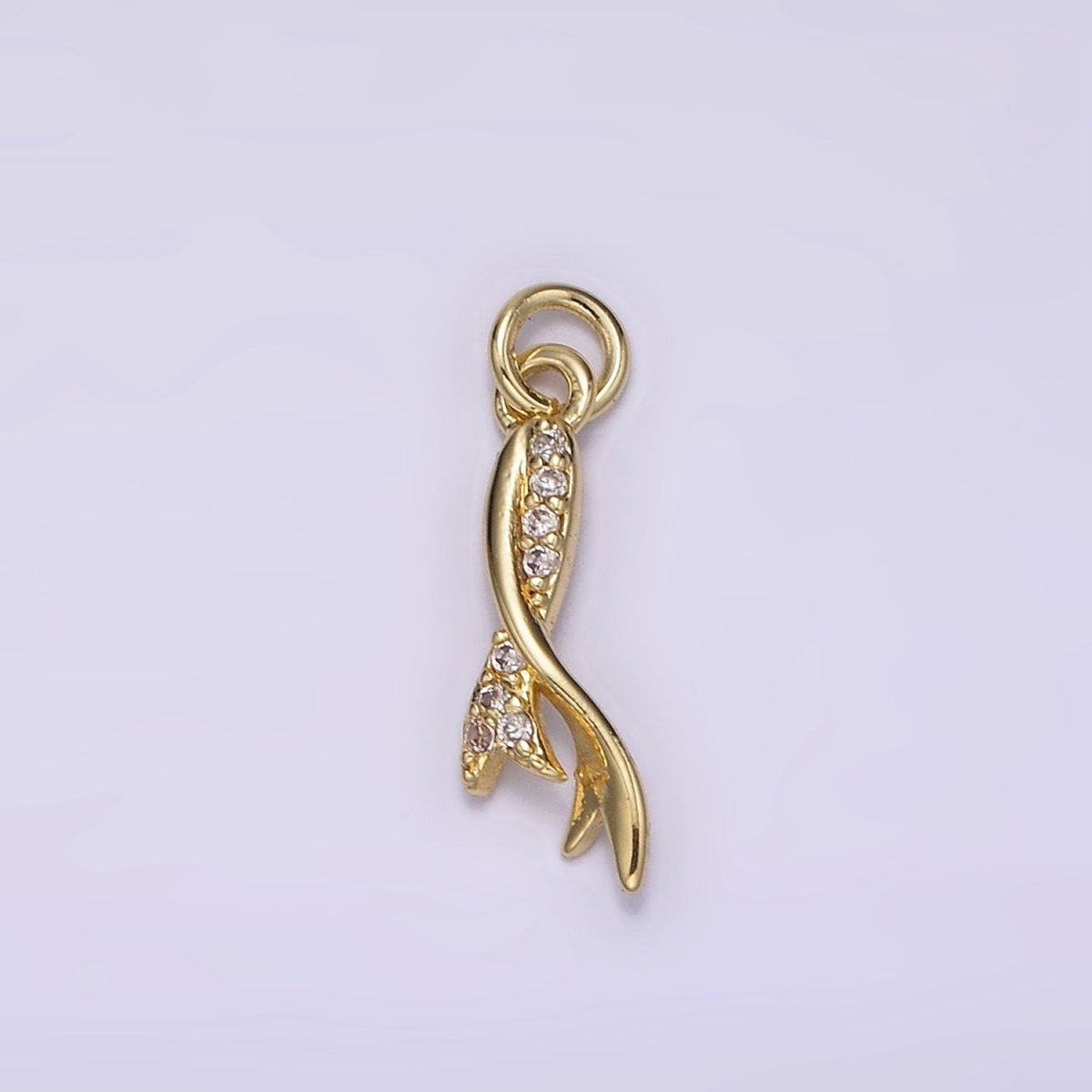 14K Gold Filled Clear Micro Paved CZ Ribbon Tie Add-On Charm | AG195 - DLUXCA