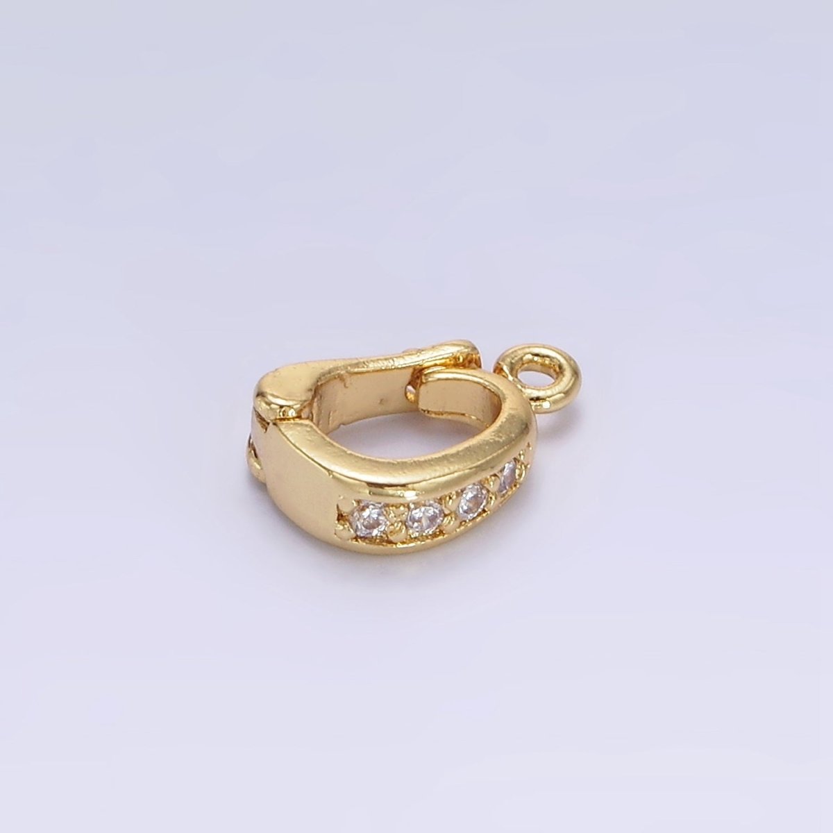 14K Gold Filled Clear Micro Paved CZ Snap Interchangeable Charm Holder Jewelry Supply in Gold & Silver | Z-461 Z-462 - DLUXCA