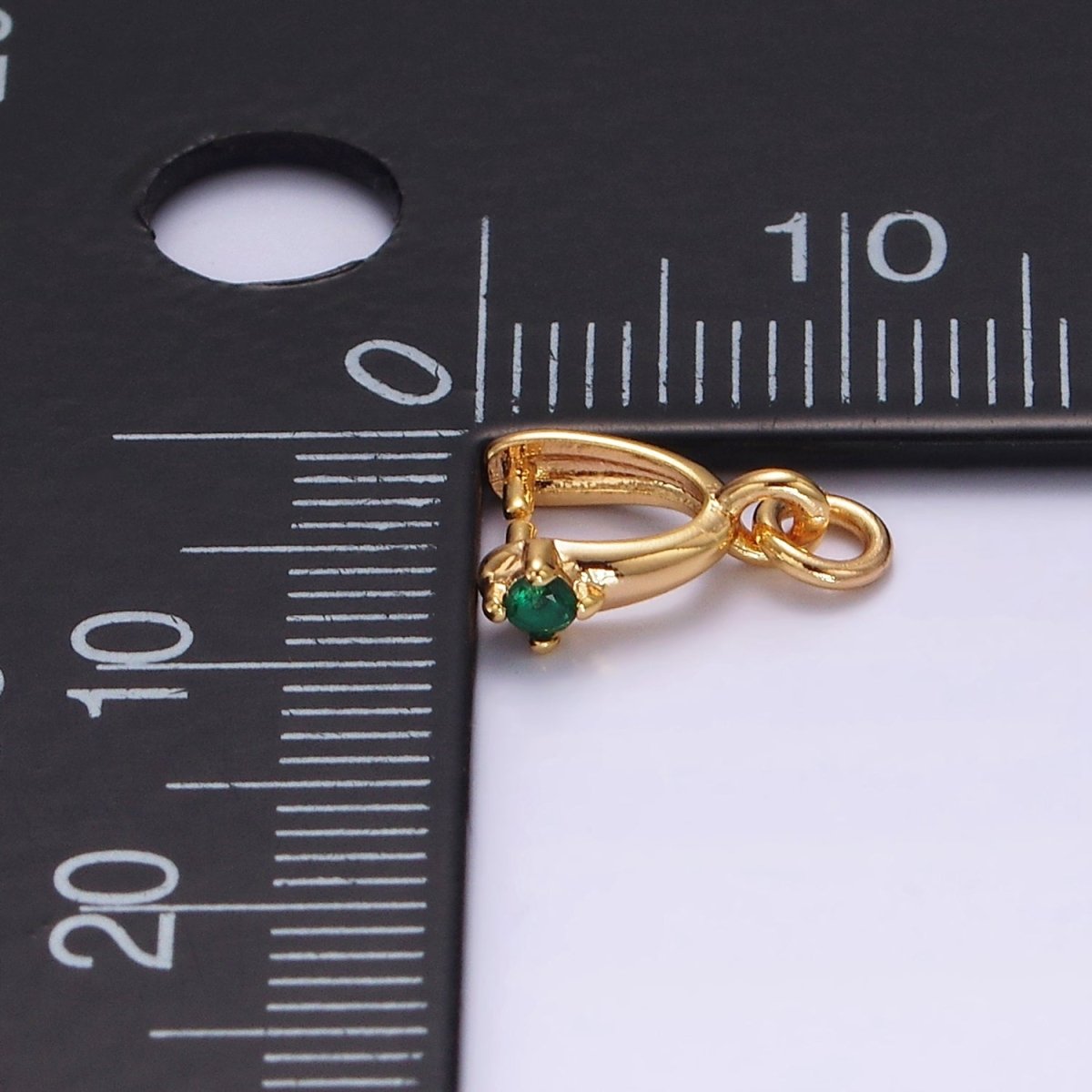 14K Gold Filled Clear, Pink, Fuchsia, Green CZ Snap Bail Charm Jewelry Making Findings Supply | Z641 - Z644 - DLUXCA