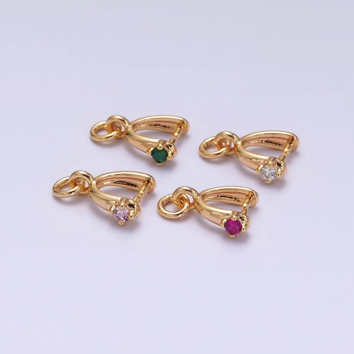 14K Gold Filled Clear, Pink, Fuchsia, Green CZ Snap Bail Charm Jewelry Making Findings Supply | Z641 - Z644 - DLUXCA