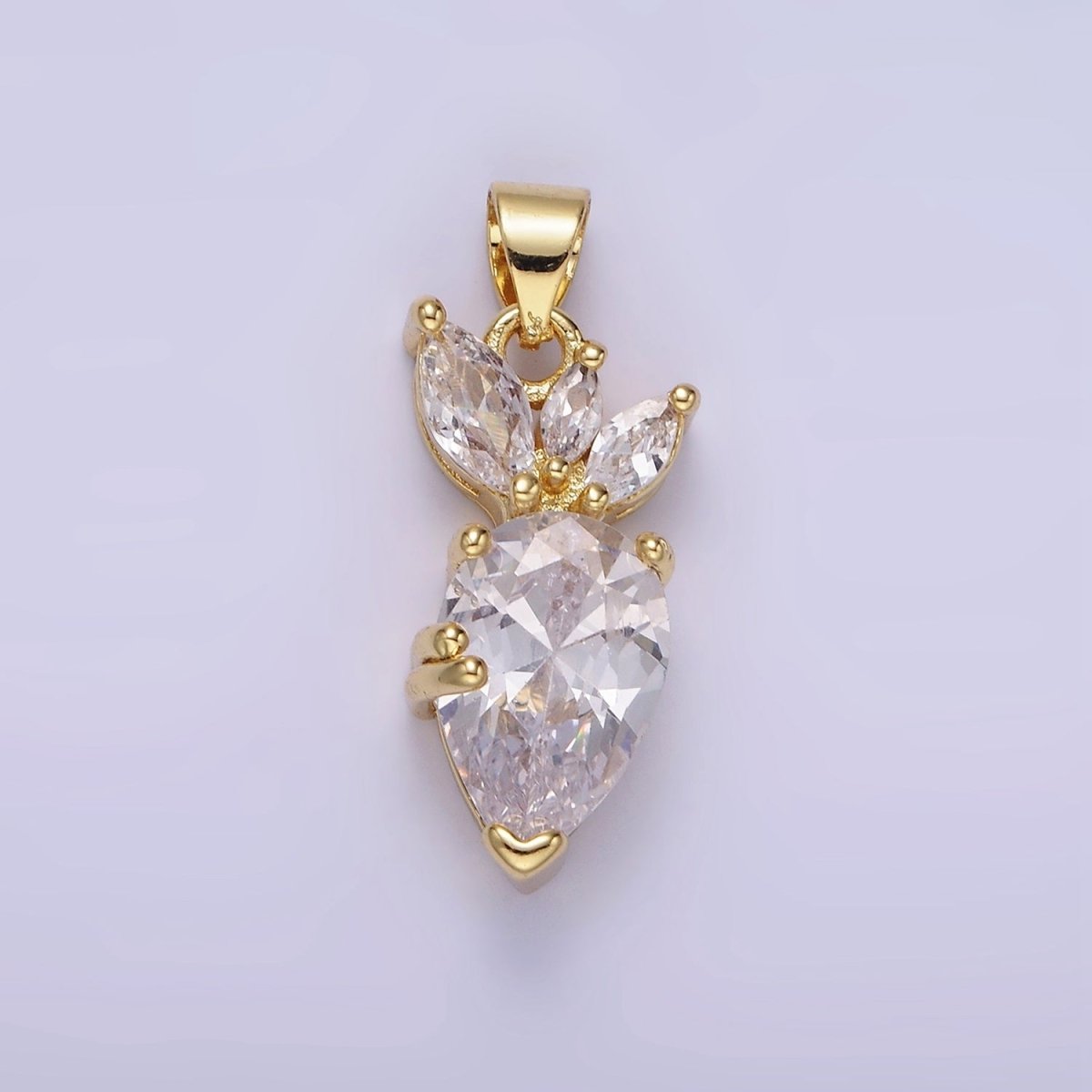 14K Gold Filled Clear, Pink, Purple CZ Carrot Vegetable Pendant | AA1138 AA1139 - DLUXCA