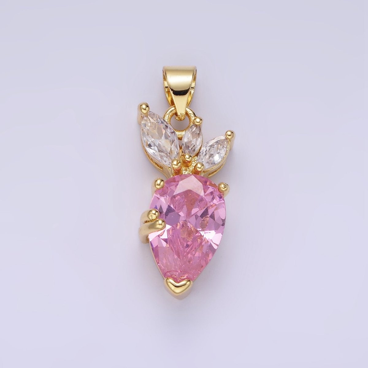 14K Gold Filled Clear, Pink, Purple CZ Carrot Vegetable Pendant | AA1138 AA1139 - DLUXCA