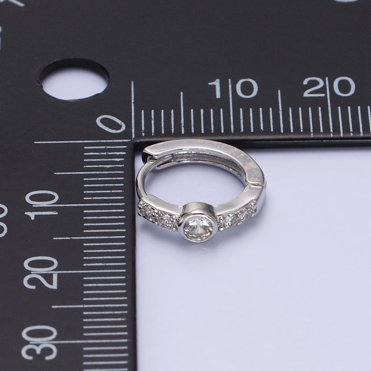 14K Gold Filled Clear, Turquoise Round Micro Paved CZ 13mm Cartilage Huggie Earrings in Gold & Silver | AB904 AB907 AB648 AE774 - DLUXCA