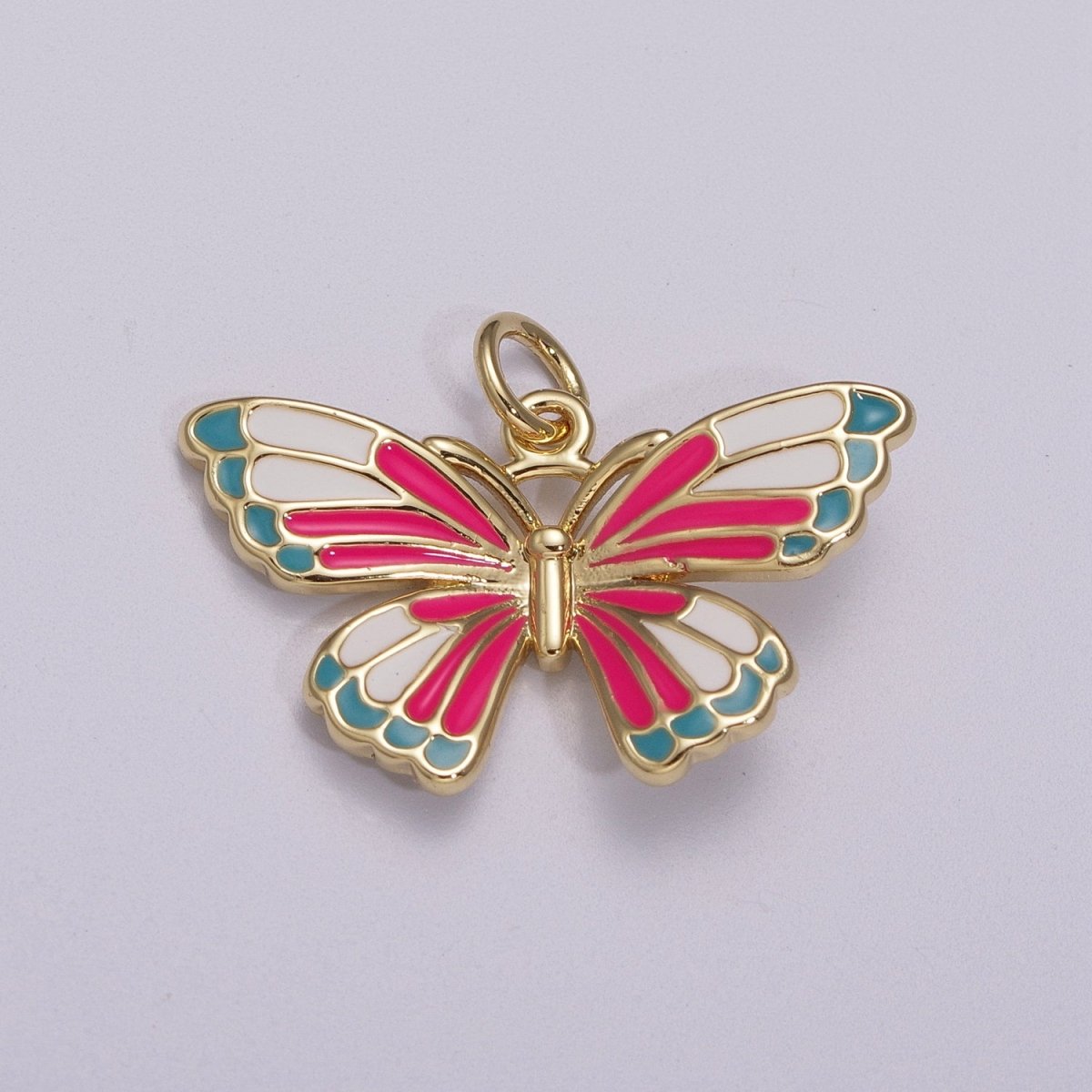14K Gold Filled Colorful Enamel Butterfly Pendant Mariposa Charm, Pink Teal Yellow Purple Green Enamel Butterfly, Necklace Pendant M-907 to M-911 - DLUXCA