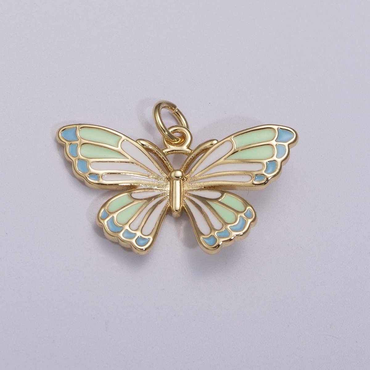 14K Gold Filled Colorful Enamel Butterfly Pendant Mariposa Charm, Pink Teal Yellow Purple Green Enamel Butterfly, Necklace Pendant M-907 to M-911 - DLUXCA