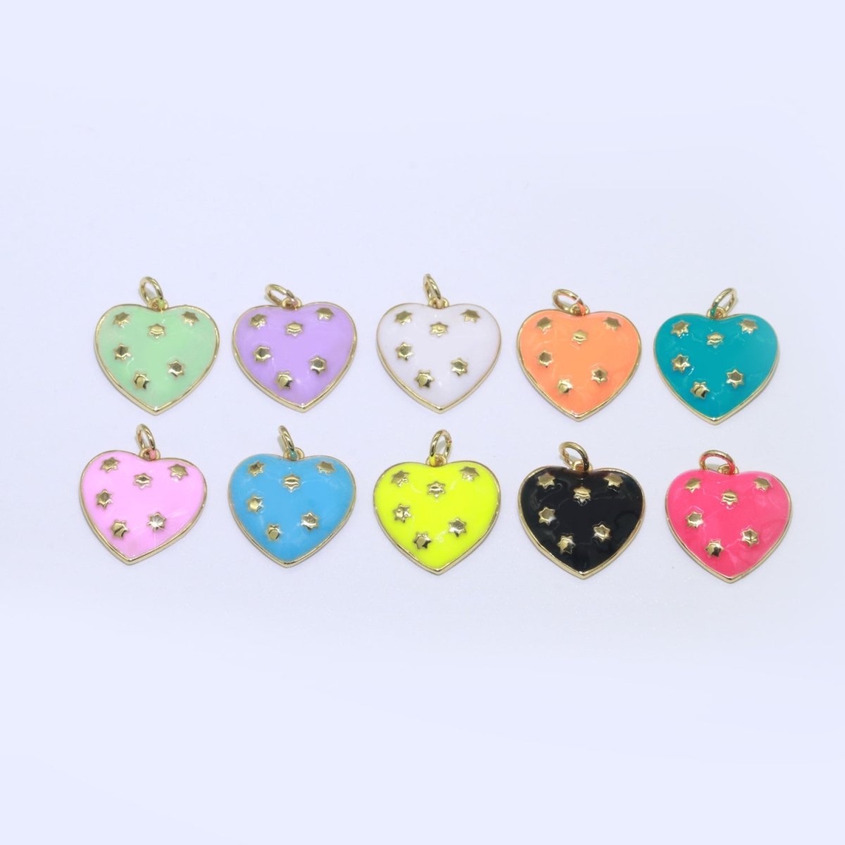 14K Gold Filled Colorful Enamel Heart Star Pendant Charm For Wholesale Pendants and Charms Jewelry Making Craft Supplies M-315-M-324 - DLUXCA
