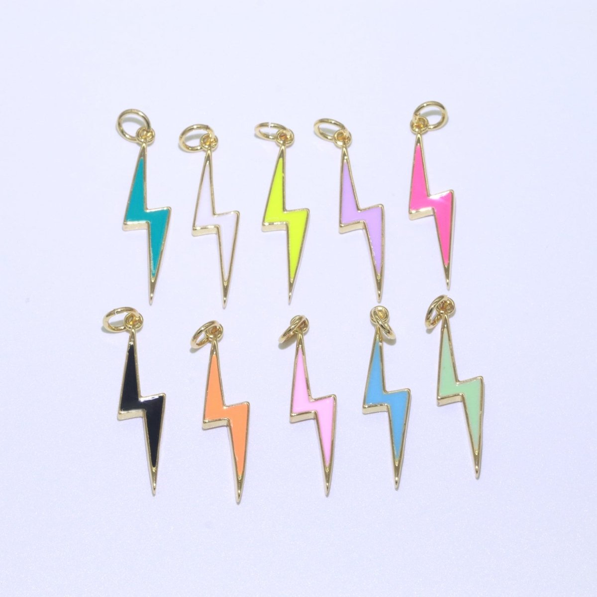 14K Gold Filled Colorful Enamel Lightning Thunder Bolt Pendant Charm For Wholesale Pendants and Charms Jewelry Making Craft Supplies M-305 to M-314 - DLUXCA