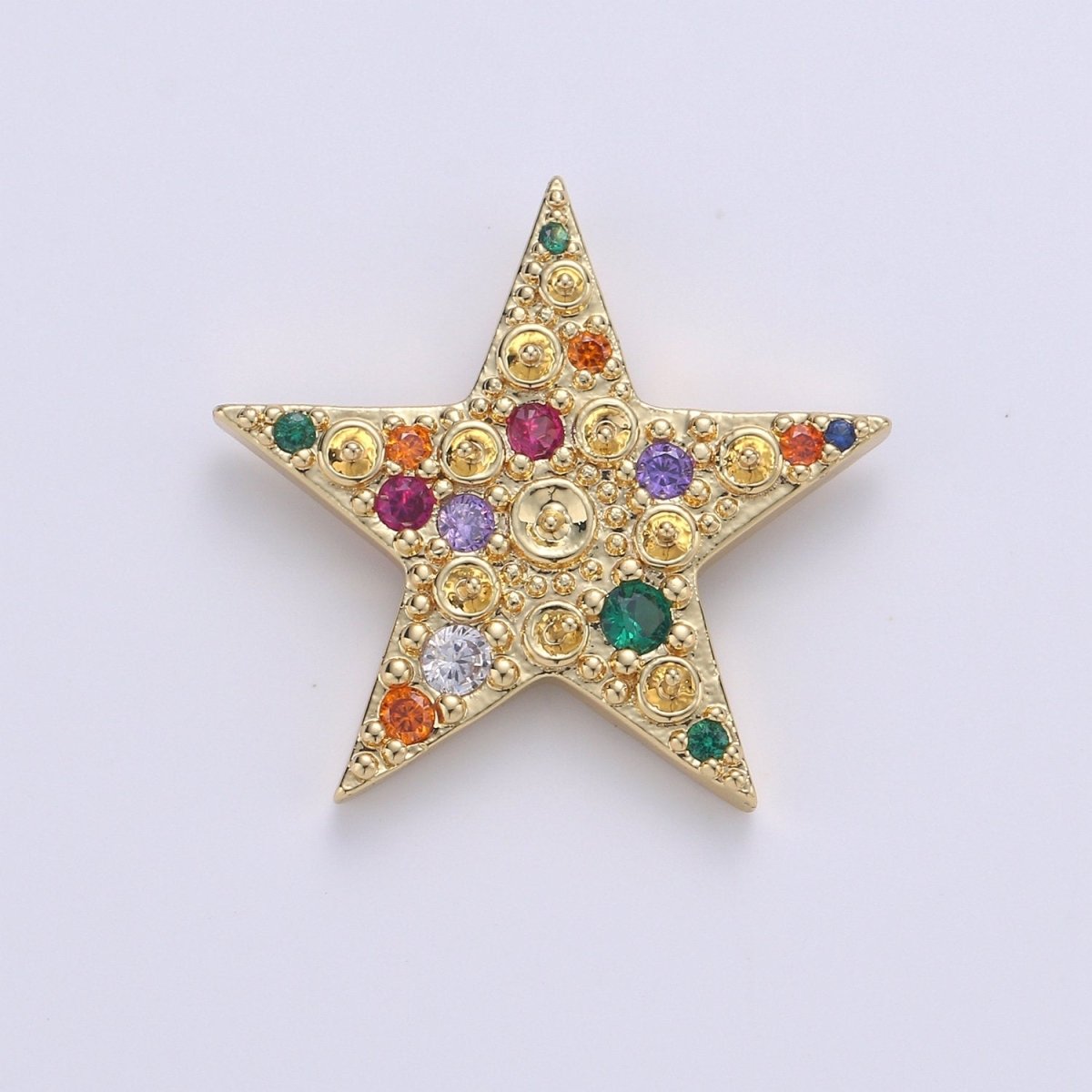 14K Gold Filled Colorful Star CZ Pendant, Micro Pave Cubic Zirconia Star Charm, Celestial Charm, Gold Star Charm for Bracelet Necklace Charm J-019 - DLUXCA