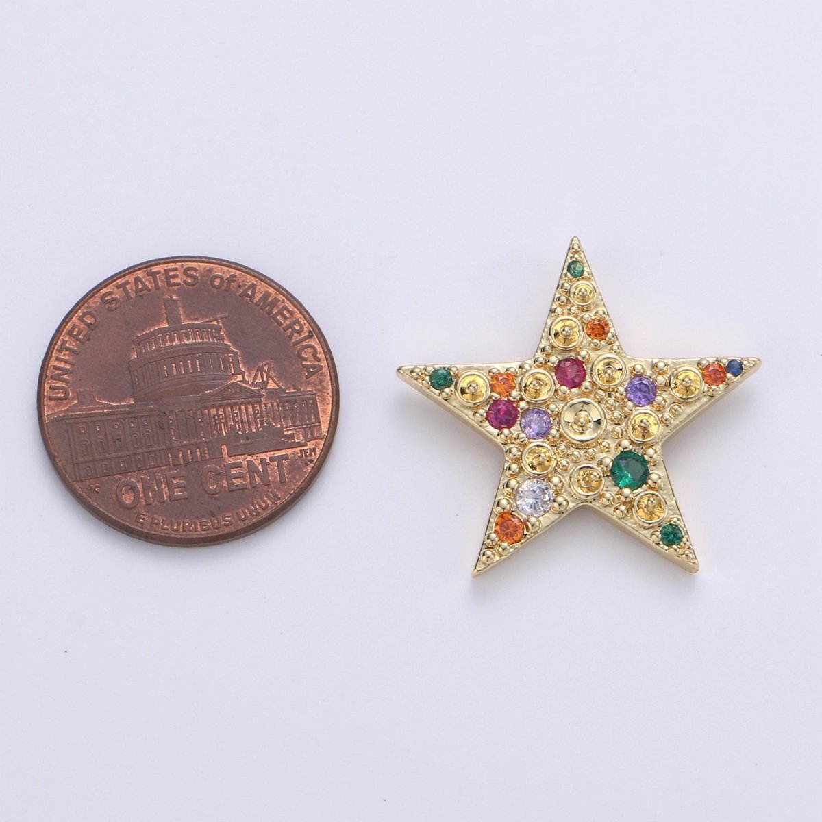14K Gold Filled Colorful Star CZ Pendant, Micro Pave Cubic Zirconia Star Charm, Celestial Charm, Gold Star Charm for Bracelet Necklace Charm J-019 - DLUXCA