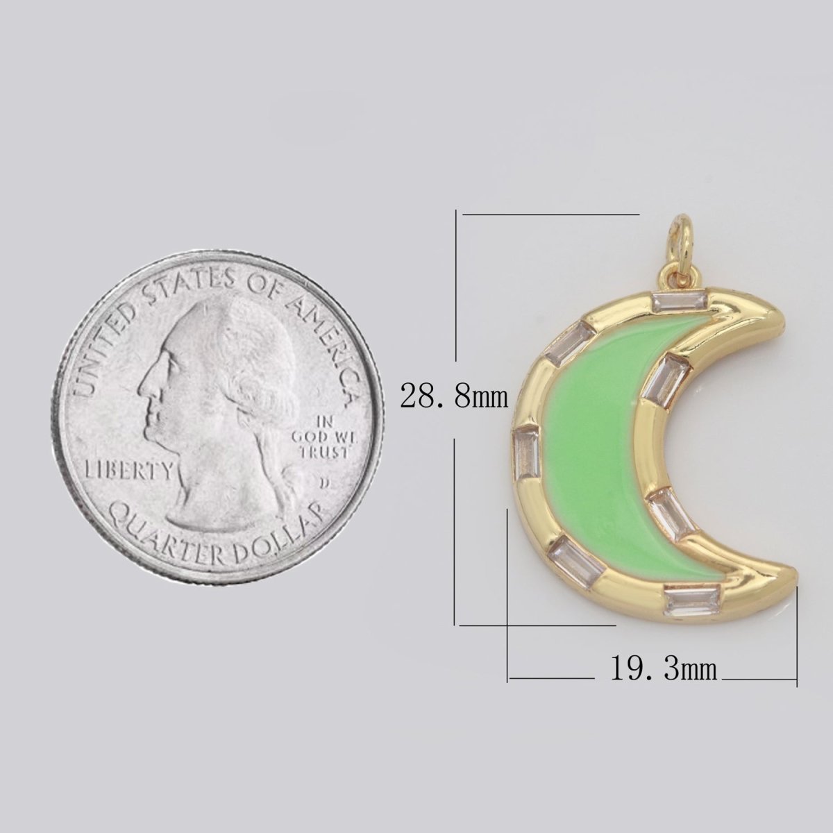 14k Gold Filled Crescent Moon Charm CZ Micro Pave, Enamel Moon Pendant, Celestial Jewelry Cubic Zirconia Charm Bracelet Necklace Earring M-627 - M-636 - DLUXCA