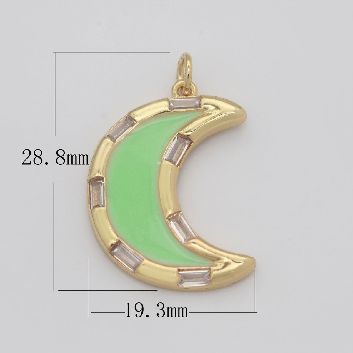 14k Gold Filled Crescent Moon Charm CZ Micro Pave, Enamel Moon Pendant, Celestial Jewelry Cubic Zirconia Charm Bracelet Necklace Earring M-627 - M-636 - DLUXCA