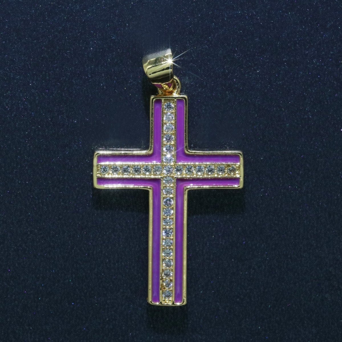 14K Gold Filled Cross Charm, Enamel Cross for Religious Statement Jewelry J-286~J-295 - DLUXCA
