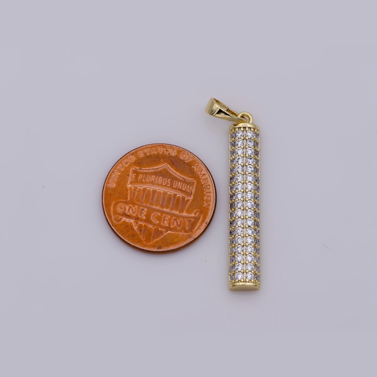 14K Gold Filled Crystal Half Round Bar Pendants I-548 - DLUXCA