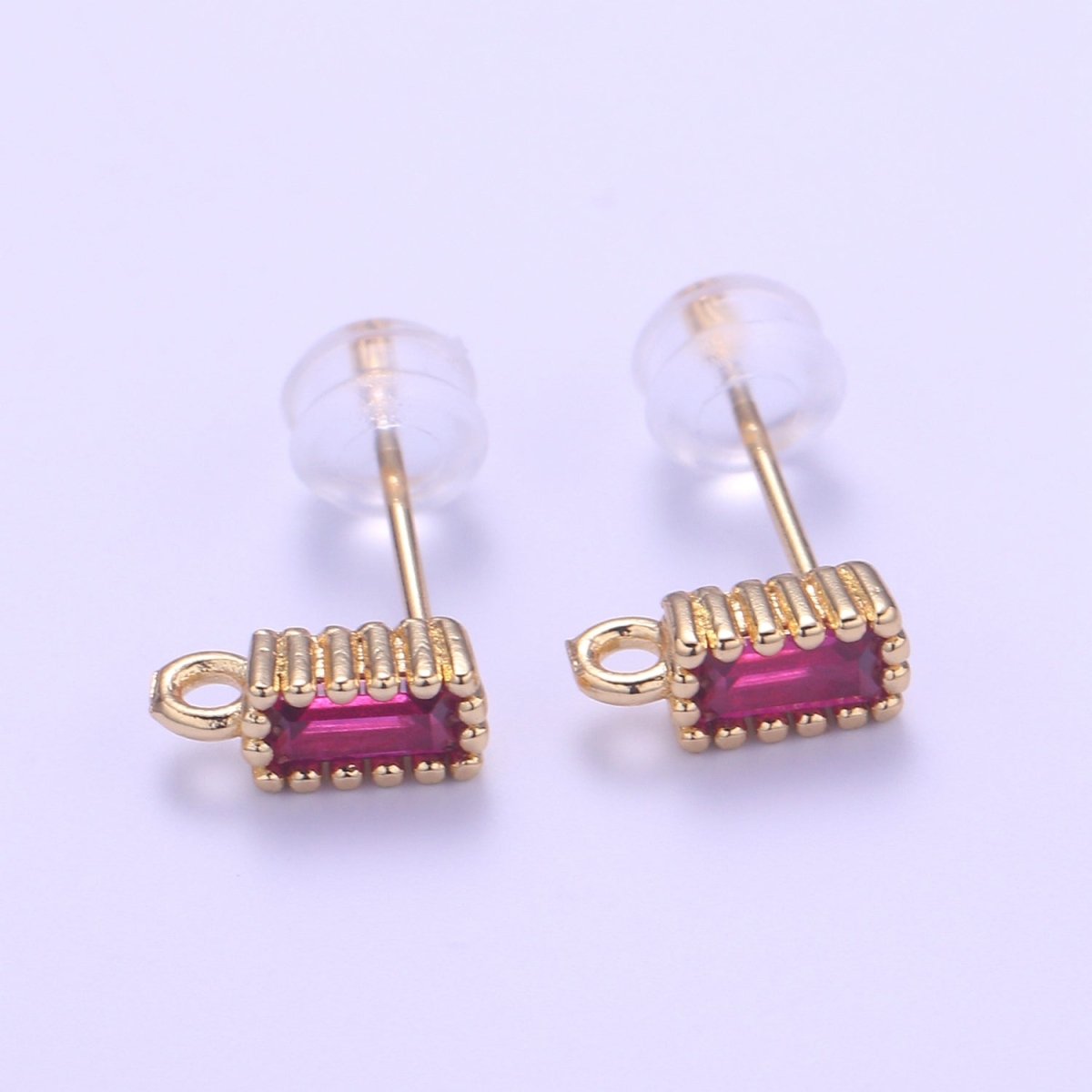 14K Gold Filled Crystal Rectangle Studs L-276~L-281 - DLUXCA