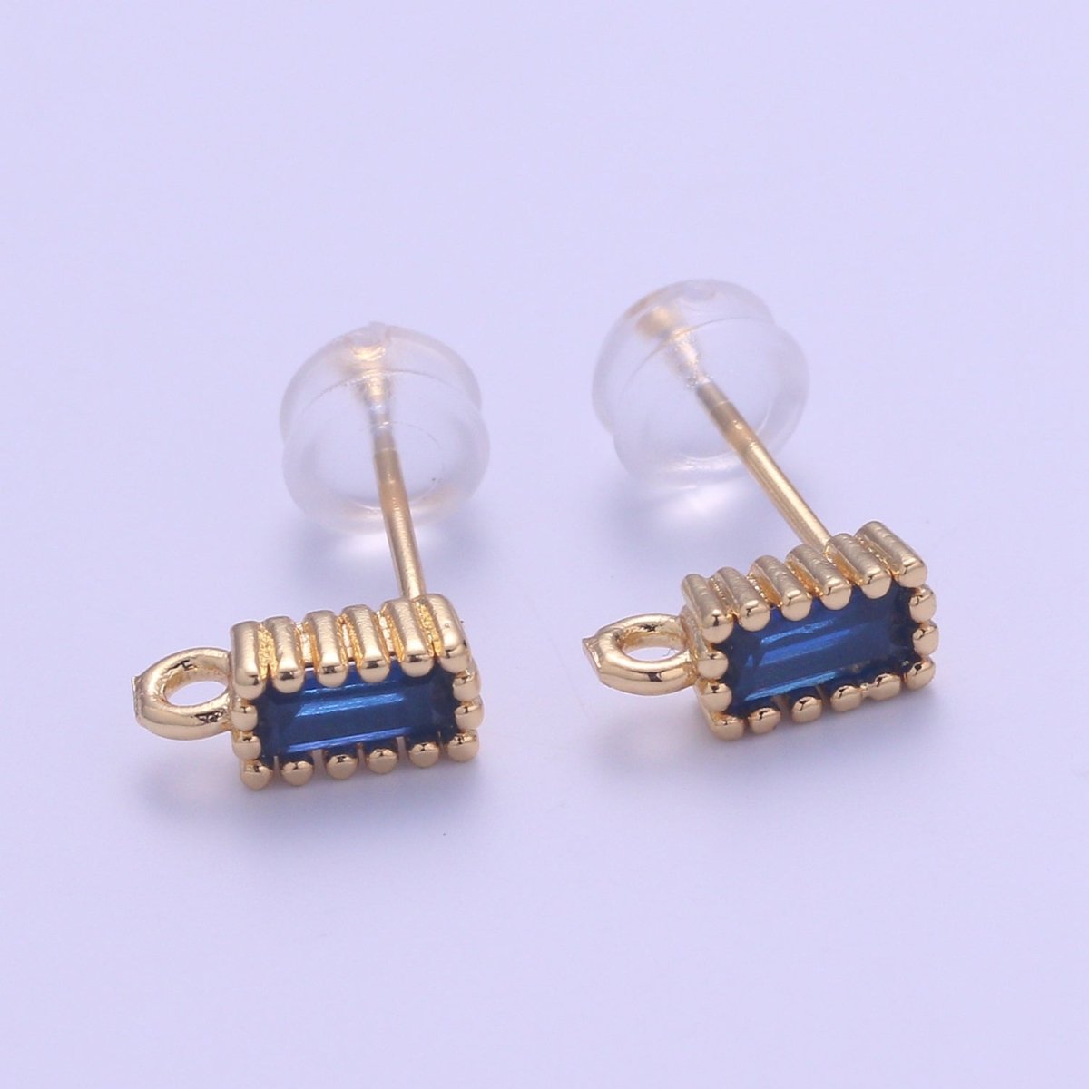 14K Gold Filled Crystal Rectangle Studs L-276~L-281 - DLUXCA