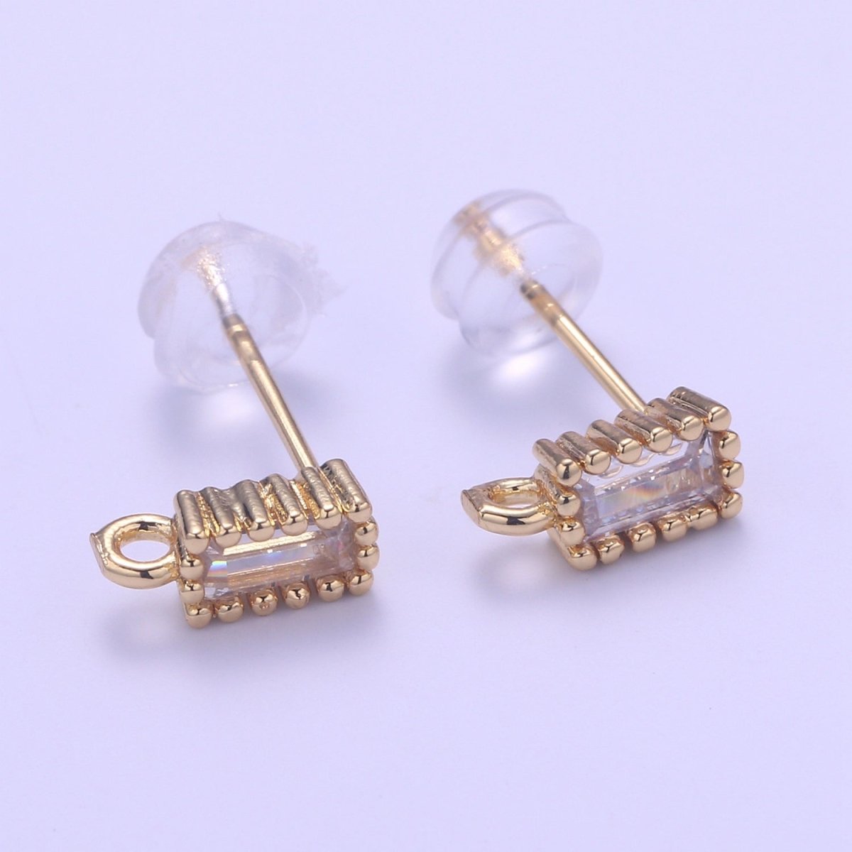 14K Gold Filled Crystal Rectangle Studs L-276~L-281 - DLUXCA