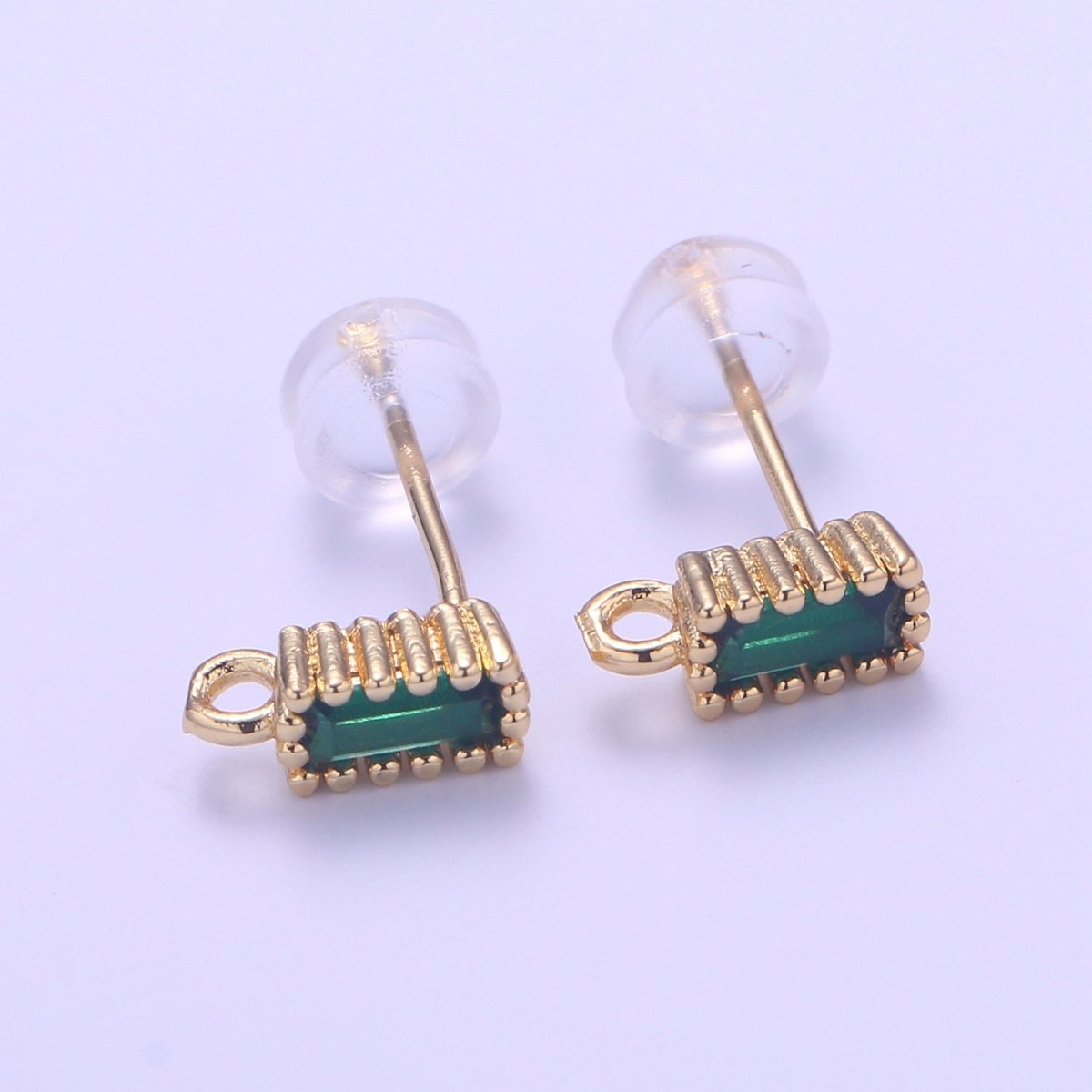 14K Gold Filled Crystal Rectangle Studs L-276~L-281 - DLUXCA