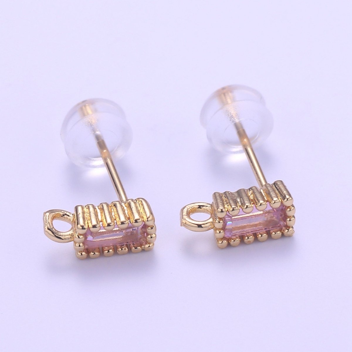 14K Gold Filled Crystal Rectangle Studs L-276~L-281 - DLUXCA