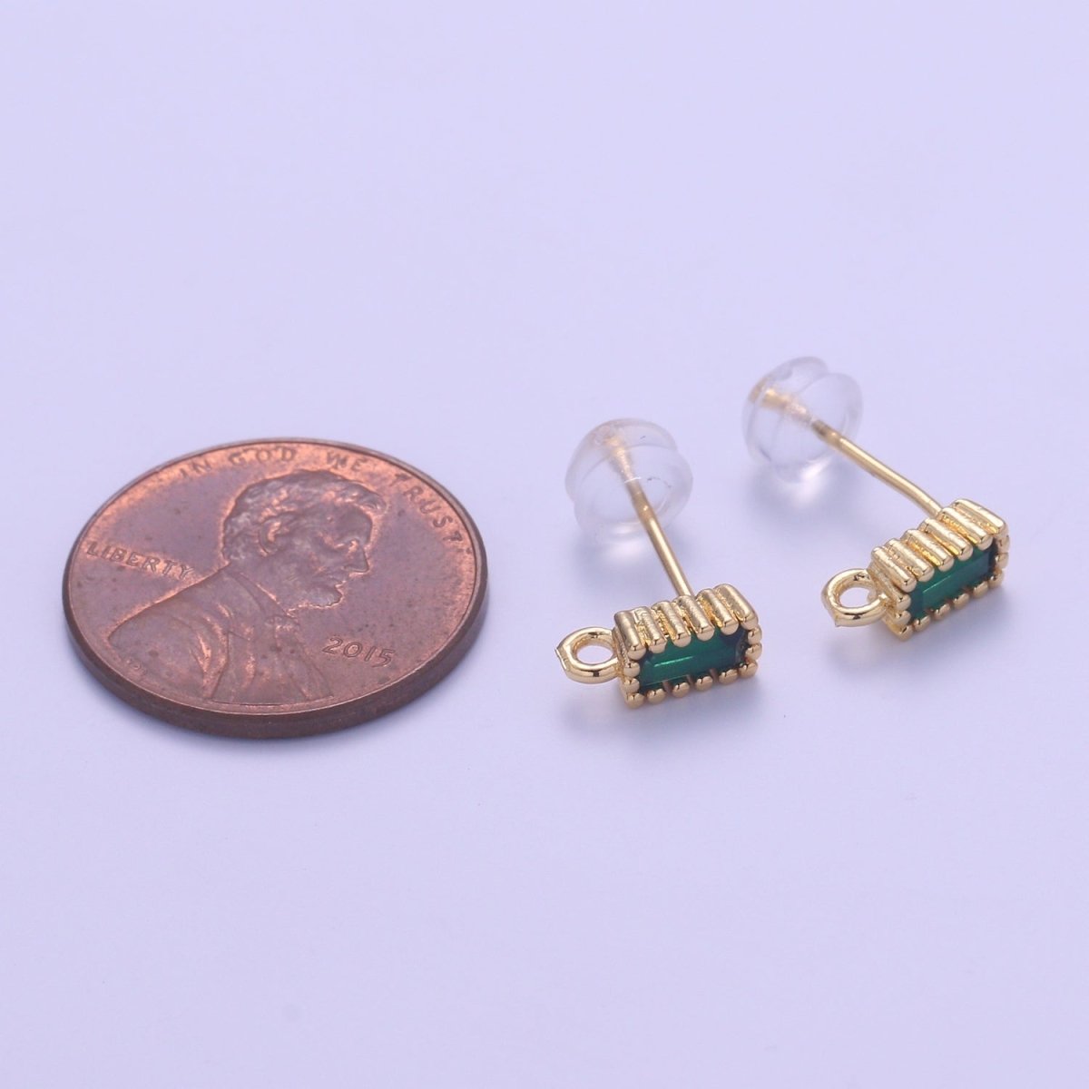 14K Gold Filled Crystal Rectangle Studs L-276~L-281 - DLUXCA