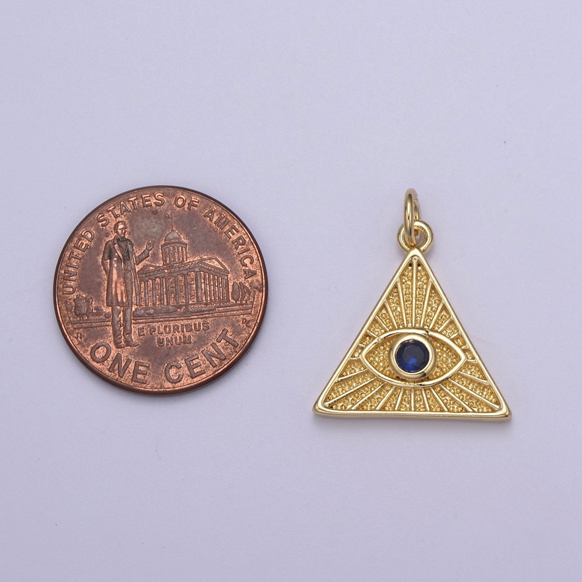 14K Gold Filled Cubic Illuminati Eye Charm Pendant Necklace in Triangle Medallion Charm for Bracelet Necklace Earring Supply N-391 N-392 N-393 - DLUXCA