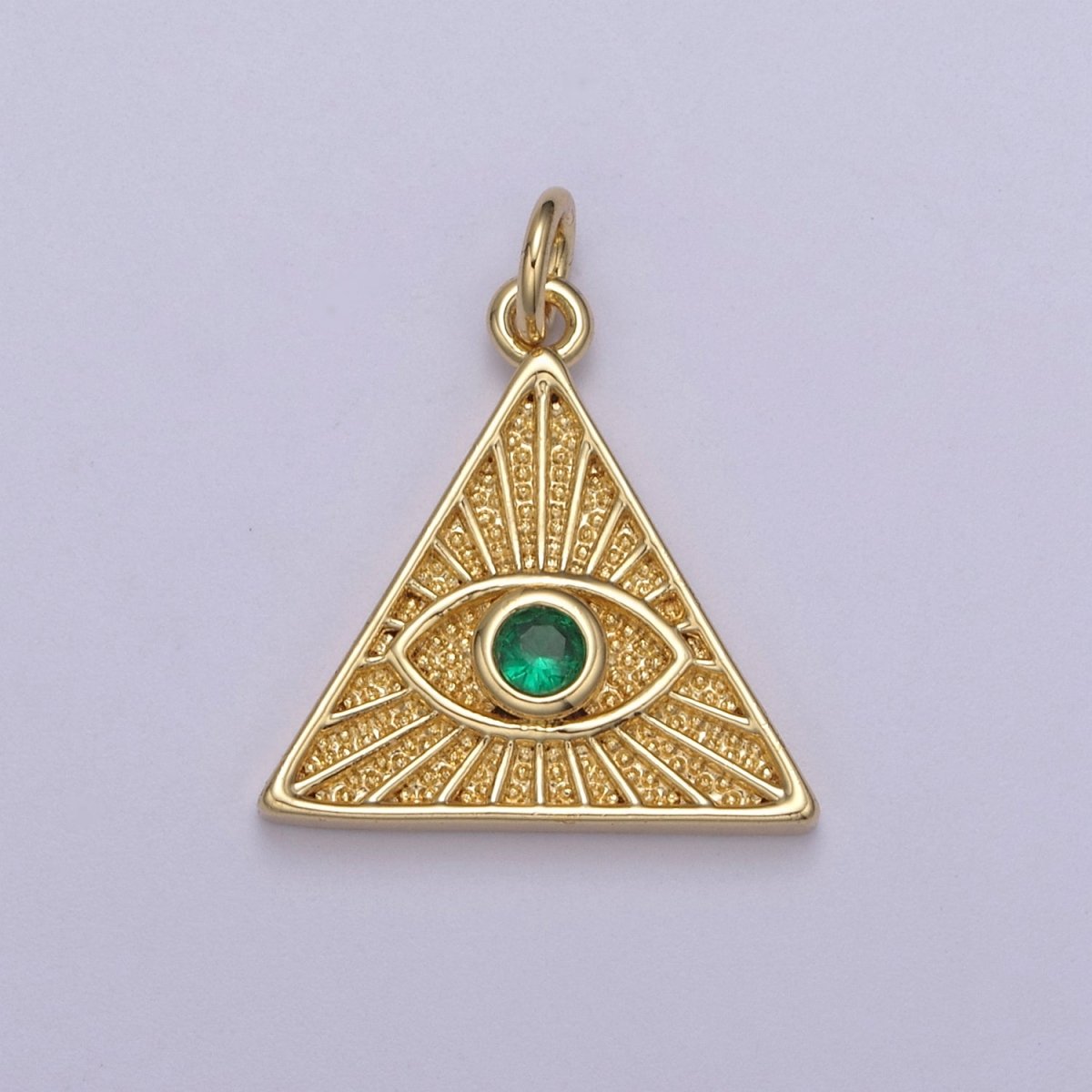 14K Gold Filled Cubic Illuminati Eye Charm Pendant Necklace in Triangle Medallion Charm for Bracelet Necklace Earring Supply N-391 N-392 N-393 - DLUXCA
