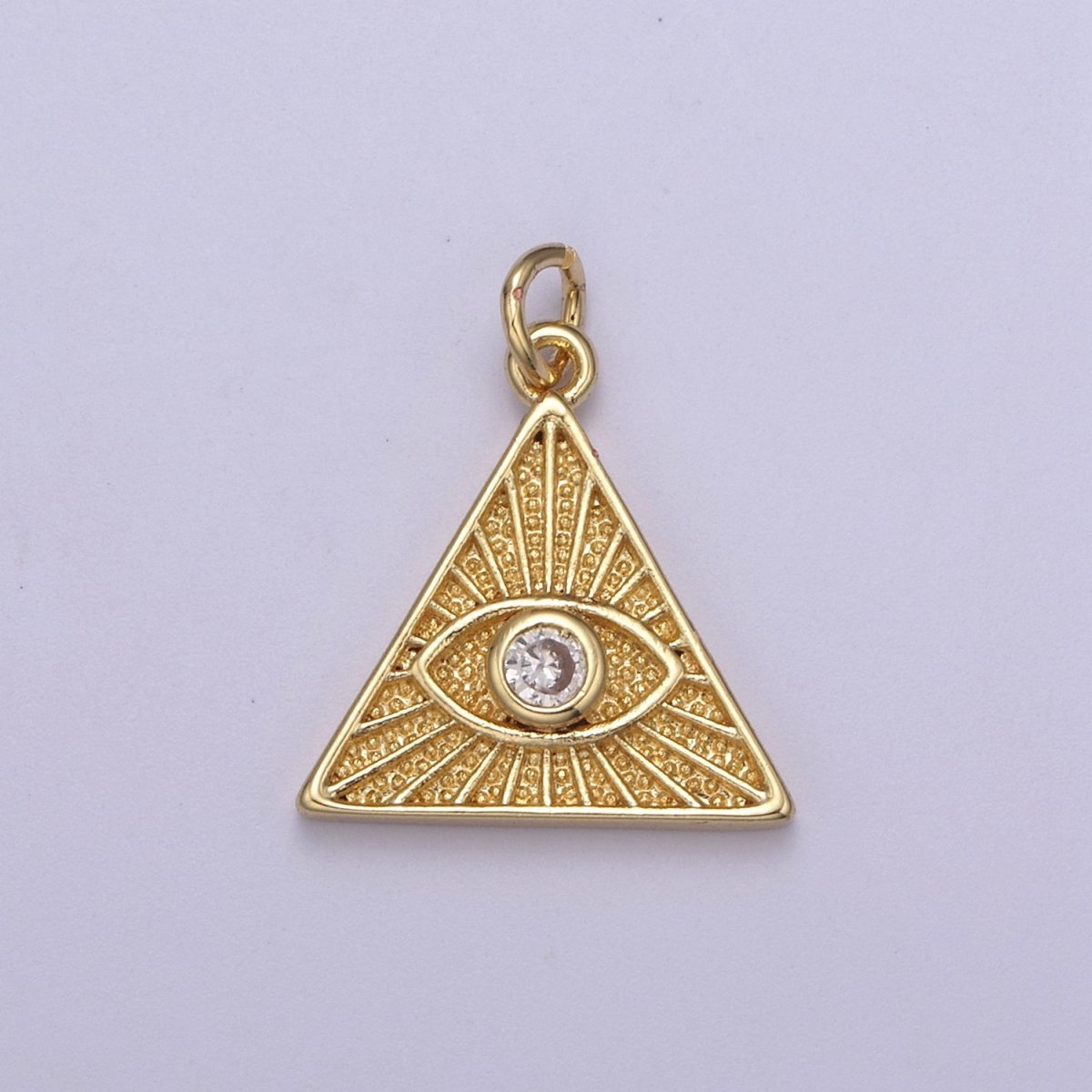 14K Gold Filled Cubic Illuminati Eye Charm Pendant Necklace in Triangle Medallion Charm for Bracelet Necklace Earring Supply N-391 N-392 N-393 - DLUXCA