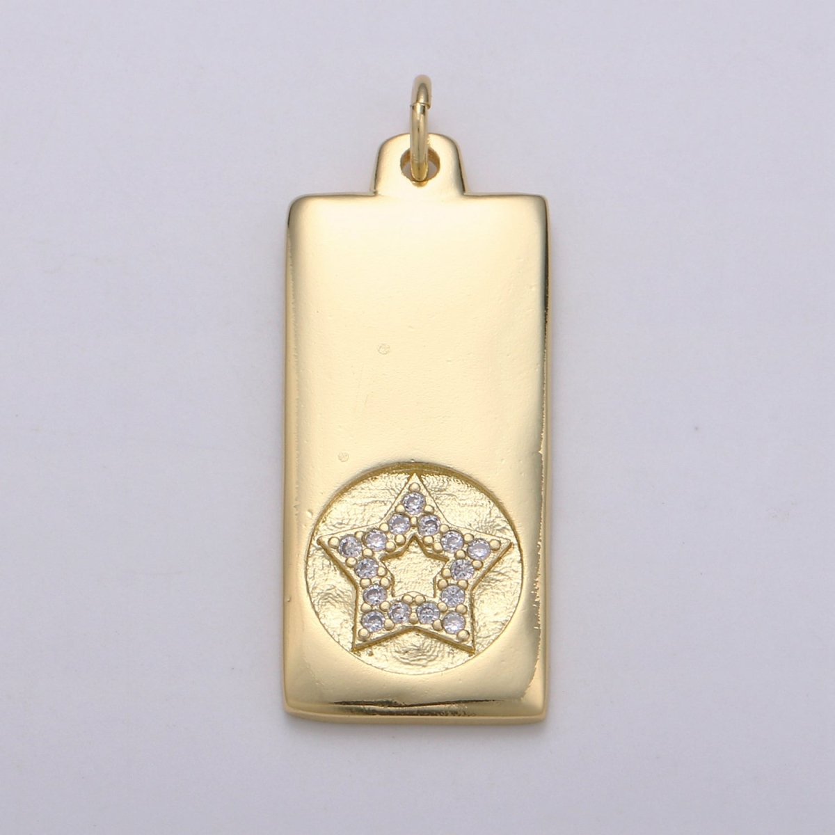 14k Gold Filled Cubic Zirconia Moon Star Butterfly Evil Eye Dog Tag Charm Celestial CZ Add-on Medallion Gold Filled CZ Pendant, Heart Cross D-835 TO D-842 - DLUXCA