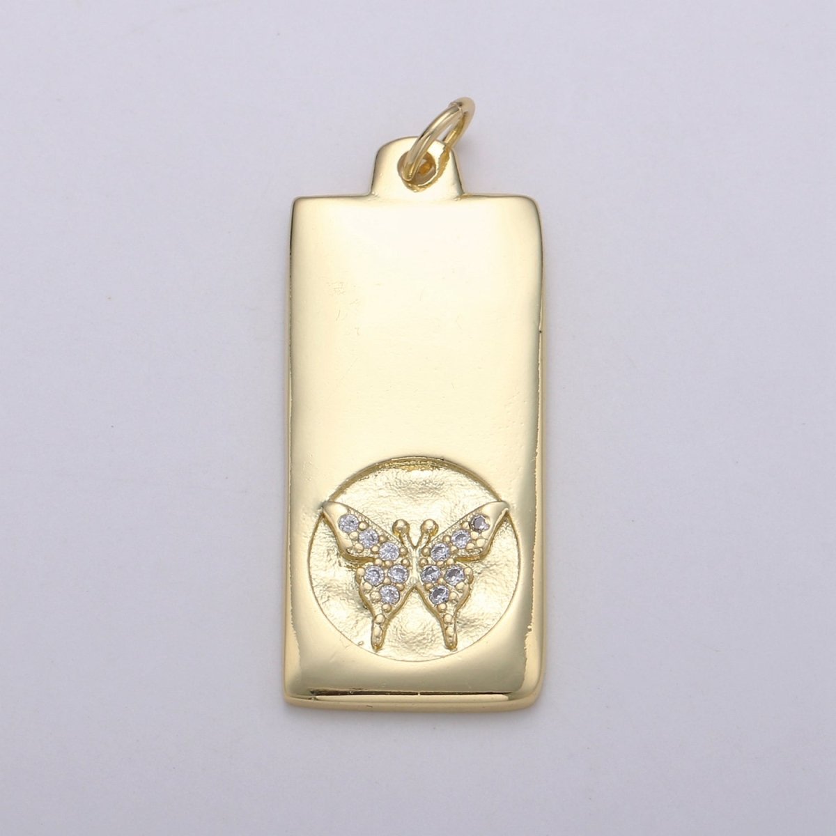 14k Gold Filled Cubic Zirconia Moon Star Butterfly Evil Eye Dog Tag Charm Celestial CZ Add-on Medallion Gold Filled CZ Pendant, Heart Cross D-835 TO D-842 - DLUXCA