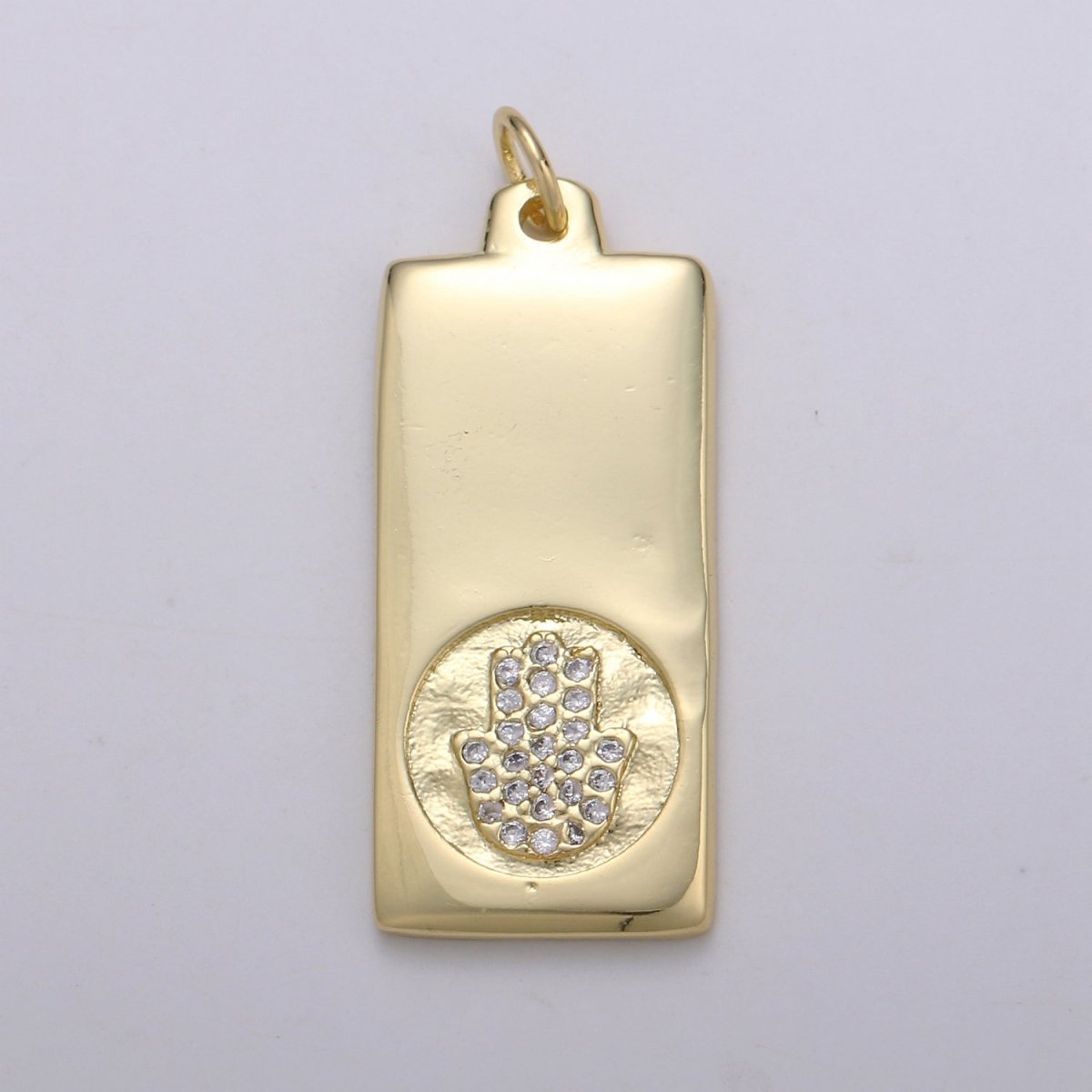 14k Gold Filled Cubic Zirconia Moon Star Butterfly Evil Eye Dog Tag Charm Celestial CZ Add-on Medallion Gold Filled CZ Pendant, Heart Cross D-835 TO D-842 - DLUXCA