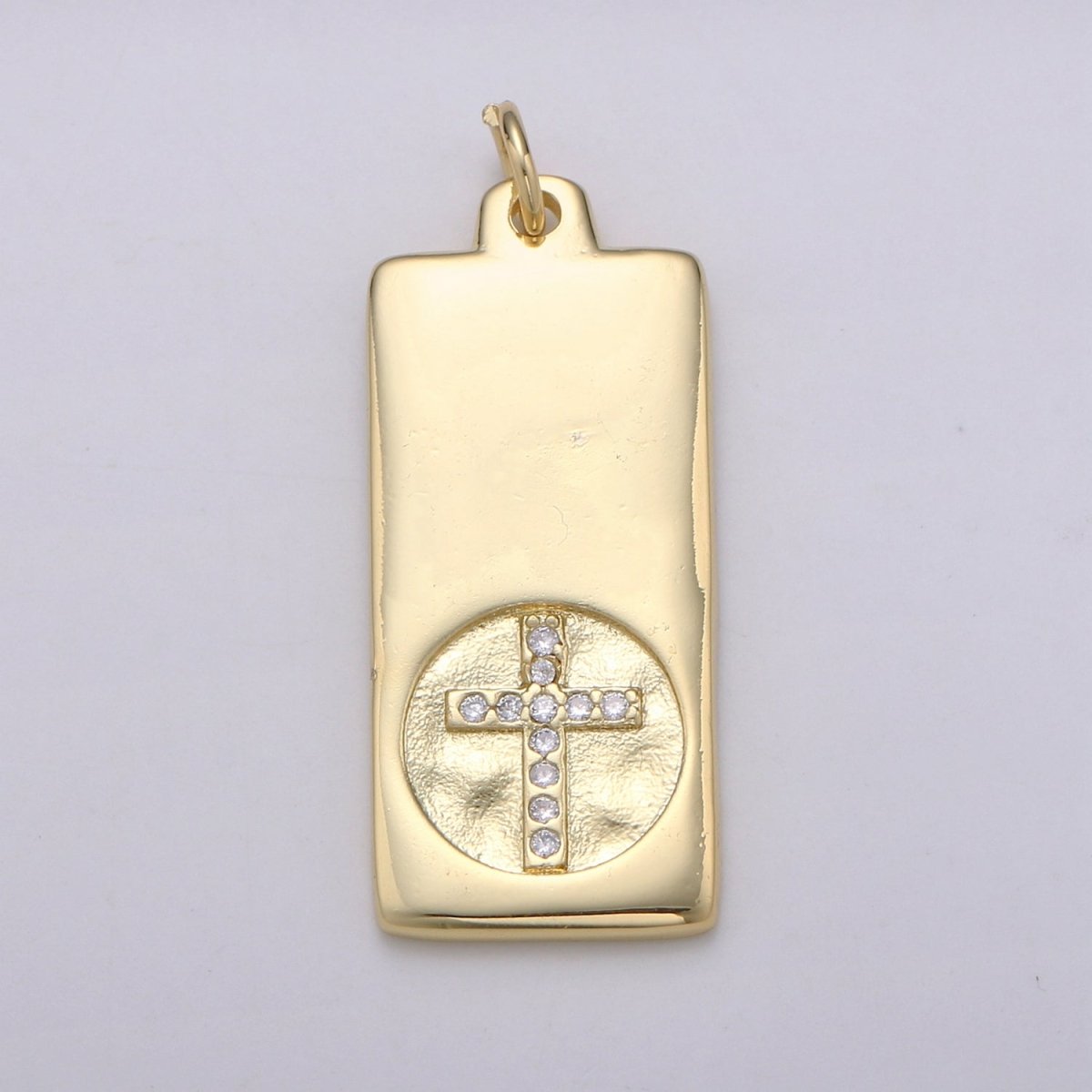 14k Gold Filled Cubic Zirconia Moon Star Butterfly Evil Eye Dog Tag Charm Celestial CZ Add-on Medallion Gold Filled CZ Pendant, Heart Cross D-835 TO D-842 - DLUXCA
