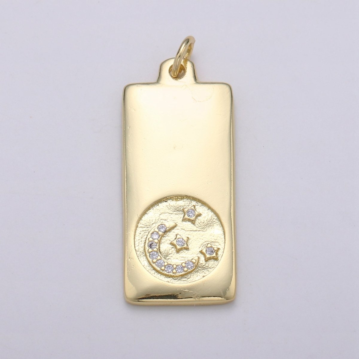 14k Gold Filled Cubic Zirconia Moon Star Butterfly Evil Eye Dog Tag Charm Celestial CZ Add-on Medallion Gold Filled CZ Pendant, Heart Cross D-835 TO D-842 - DLUXCA