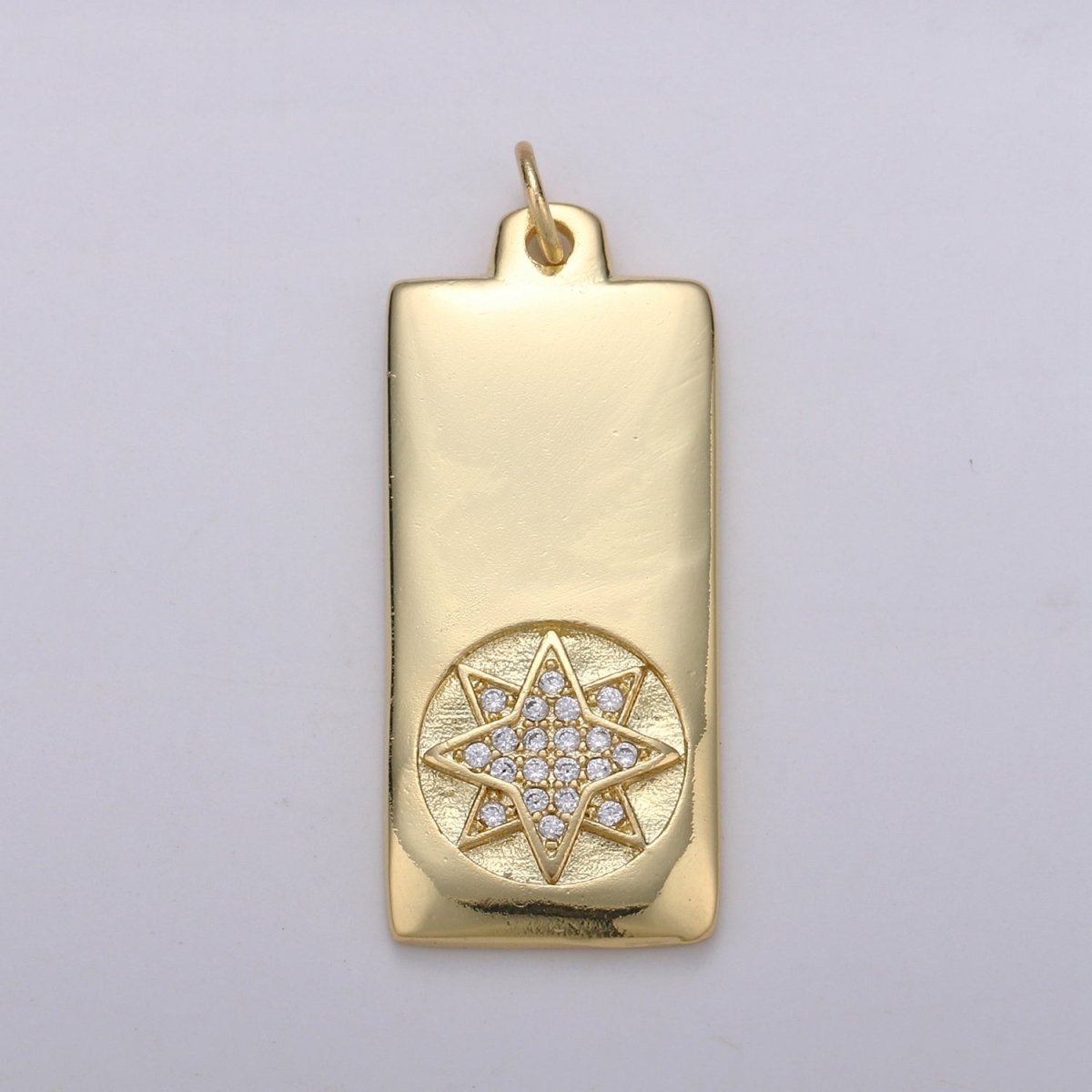 14k Gold Filled Cubic Zirconia Moon Star Butterfly Evil Eye Dog Tag Charm Celestial CZ Add-on Medallion Gold Filled CZ Pendant, Heart Cross D-835 TO D-842 - DLUXCA