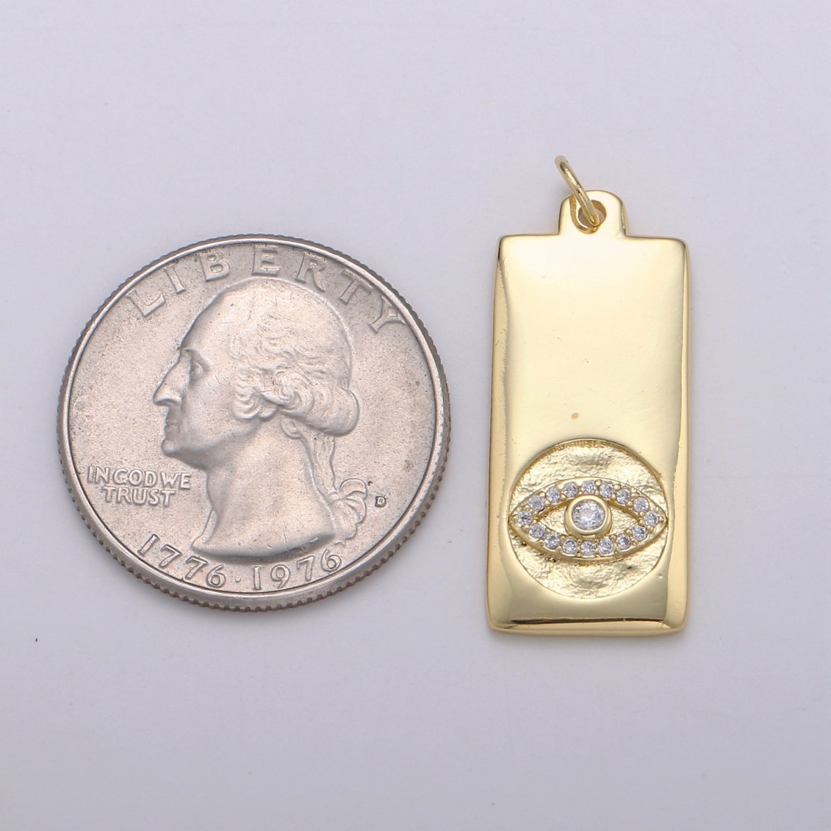 14k Gold Filled Cubic Zirconia Moon Star Butterfly Evil Eye Dog Tag Charm Celestial CZ Add-on Medallion Gold Filled CZ Pendant, Heart Cross D-835 TO D-842 - DLUXCA