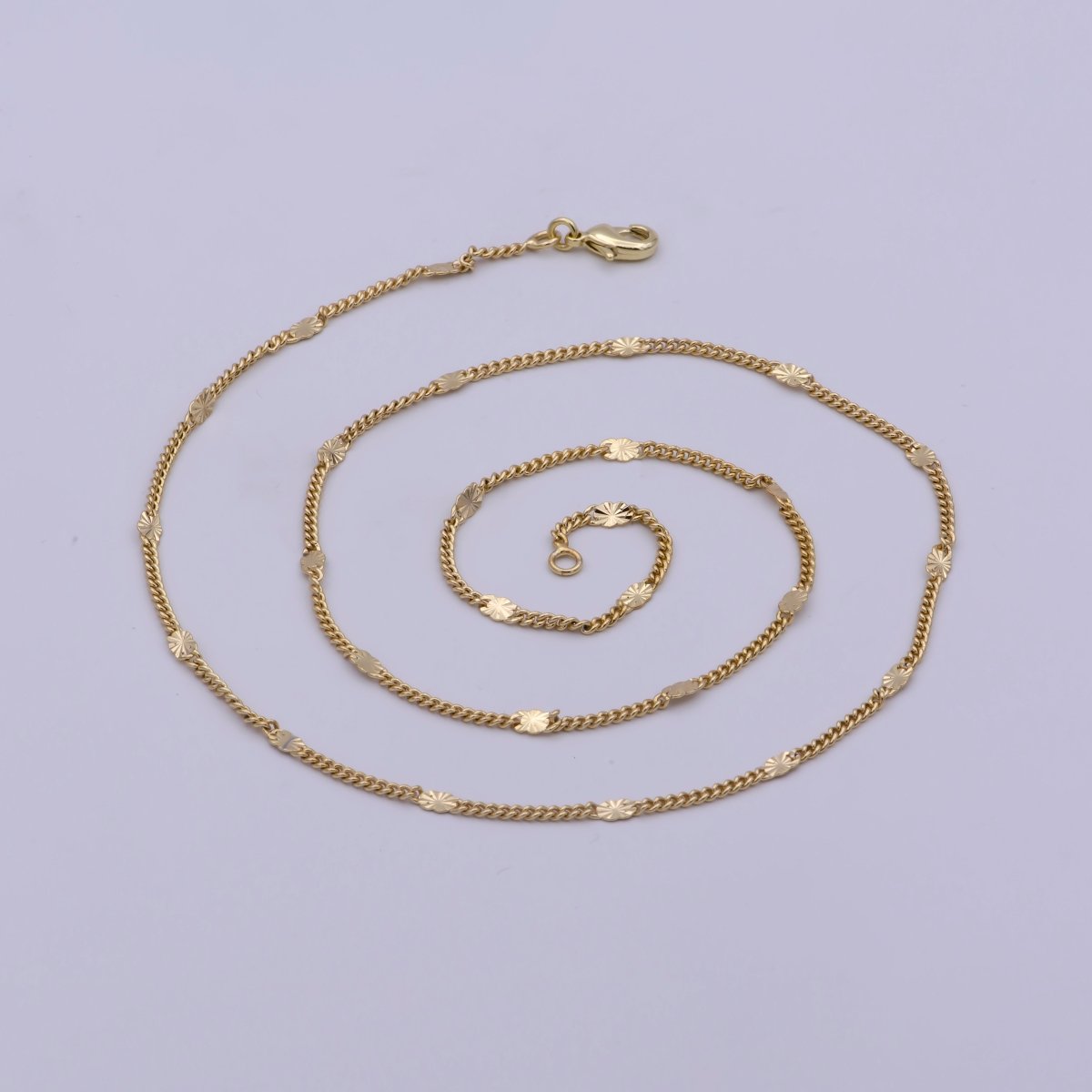 14k Gold Filled Curb Necklace Dainty Curb Necklace 15.5, 17.5, 19.5 inch long Ready to Wear Chain | WA-462 to WA-464 Clearance Pricing - DLUXCA