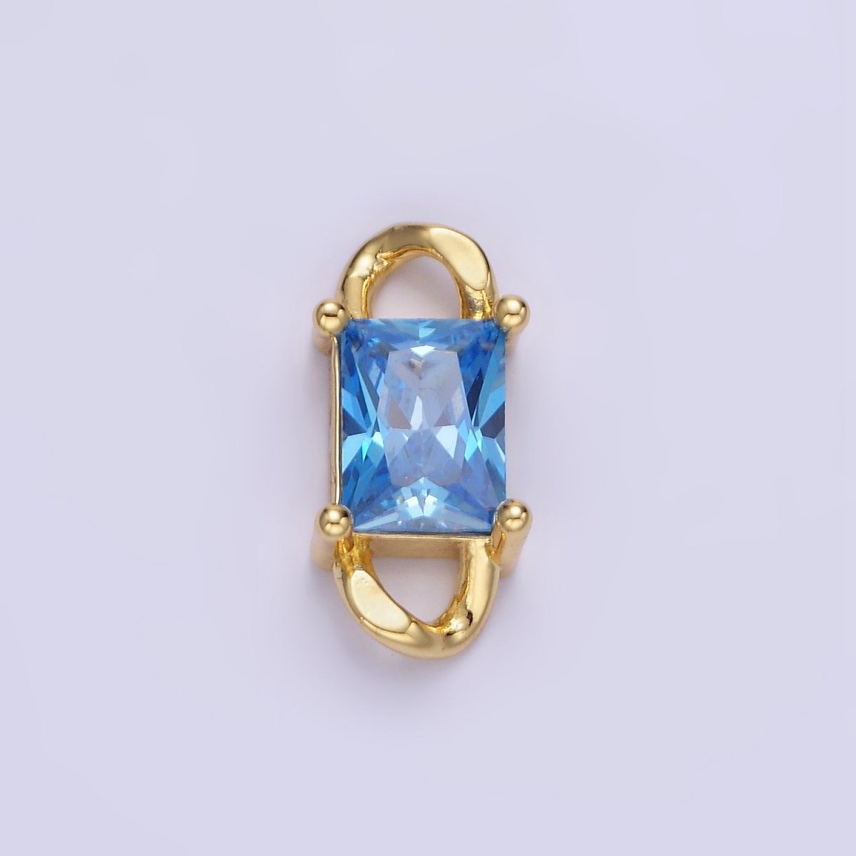 14K Gold Filled CZ Baguette Birthstone Curb Link Personalized Connector | G274 - G279 - DLUXCA