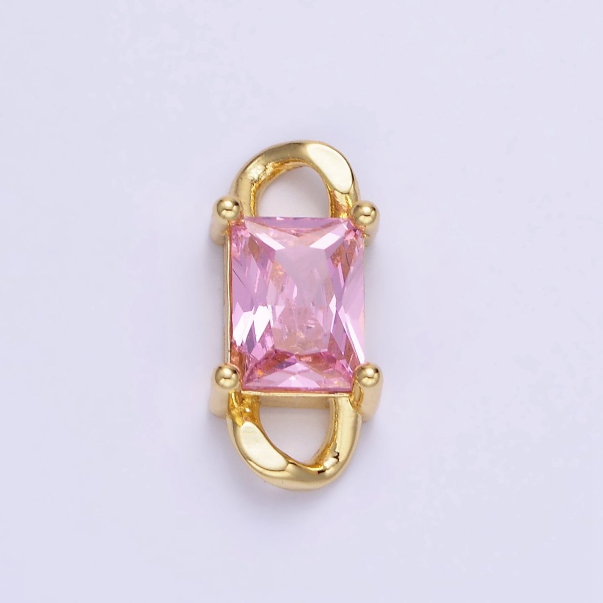 14K Gold Filled CZ Baguette Birthstone Curb Link Personalized Connector | G274 - G279 - DLUXCA