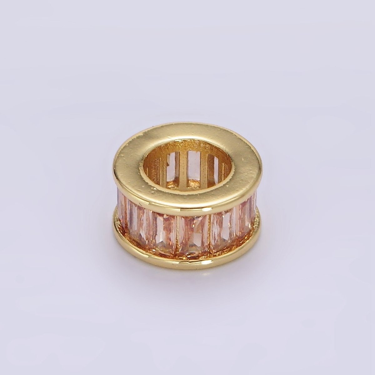 14K Gold Filled CZ Baguette Rondell Bead Birthstone Charm Spacer for Necklace Bracelet | B861 - B872 - DLUXCA