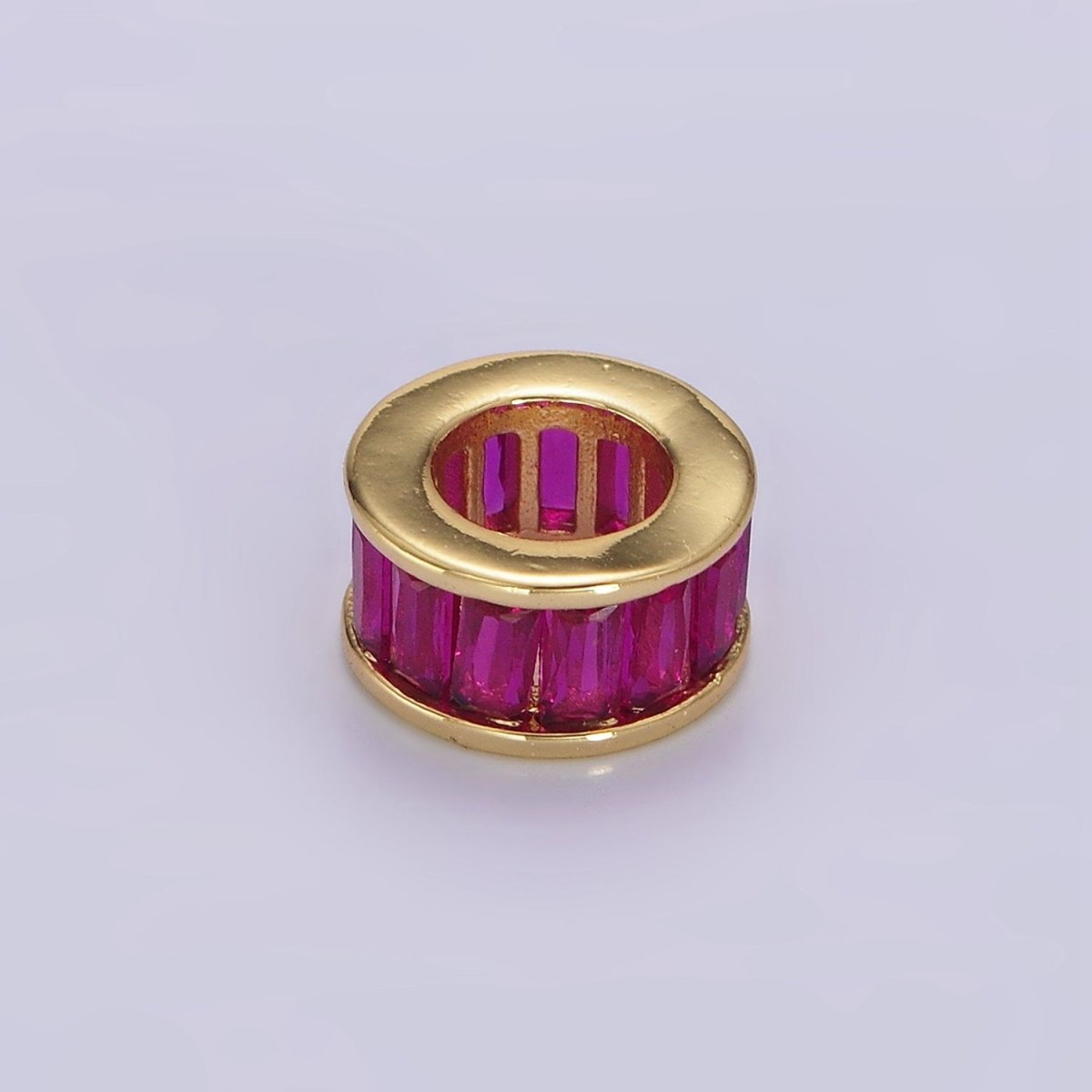 14K Gold Filled CZ Baguette Rondell Bead Birthstone Charm Spacer for Necklace Bracelet | B861 - B872 - DLUXCA