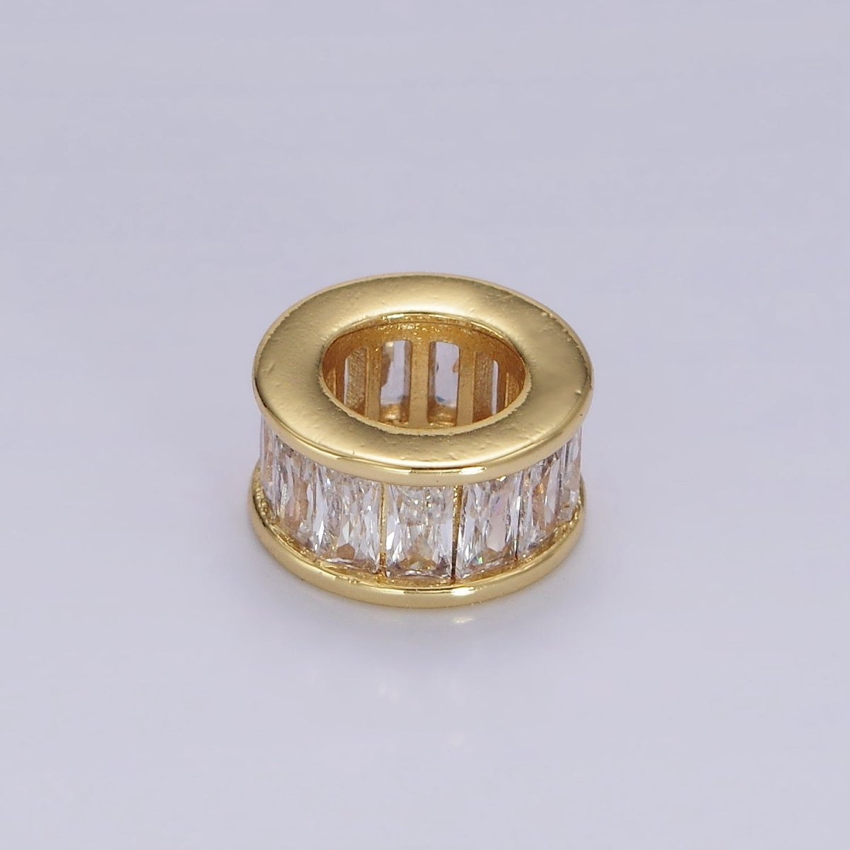 14K Gold Filled CZ Baguette Rondell Bead Birthstone Charm Spacer for Necklace Bracelet | B861 - B872 - DLUXCA