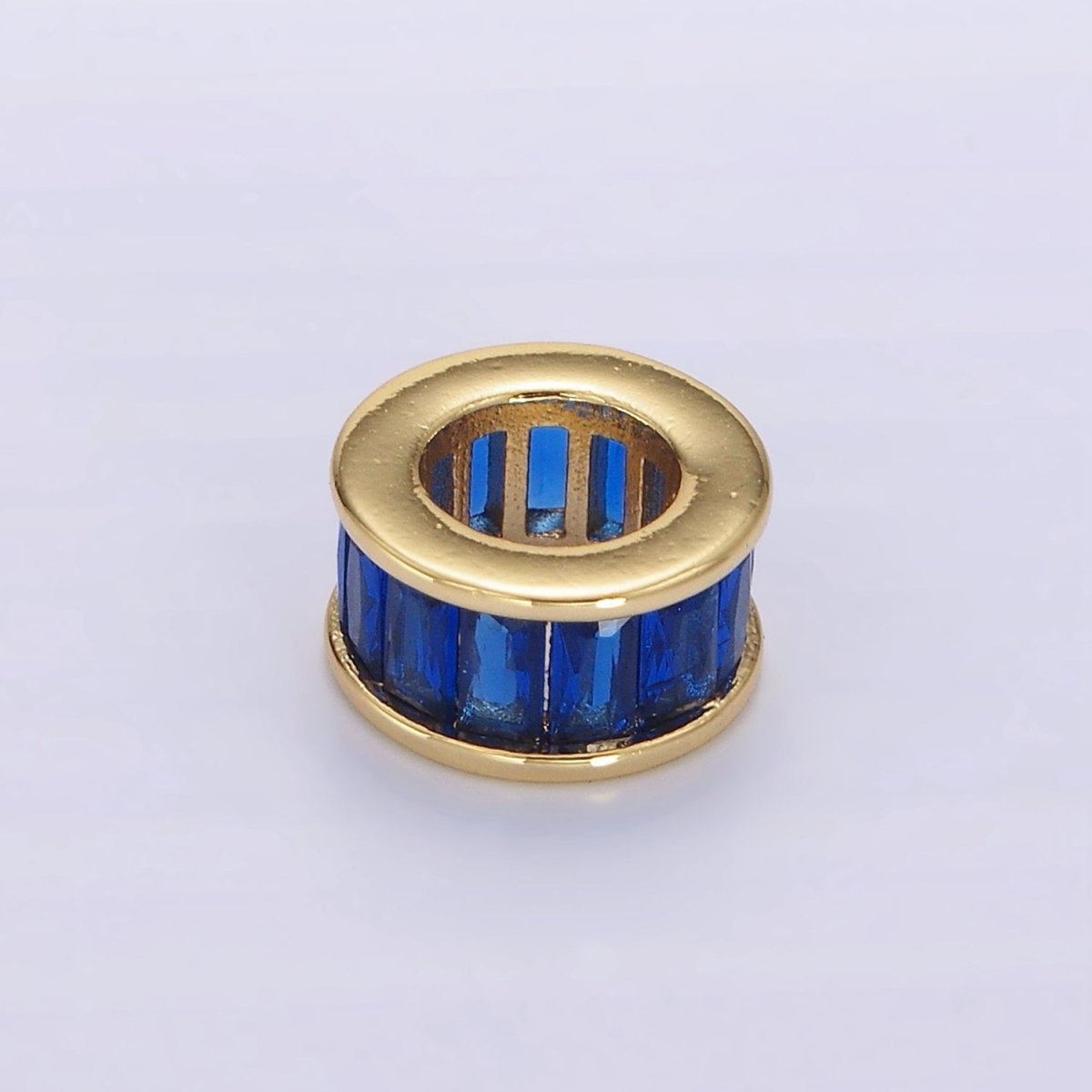 14K Gold Filled CZ Baguette Rondell Bead Birthstone Charm Spacer for Necklace Bracelet | B861 - B872 - DLUXCA