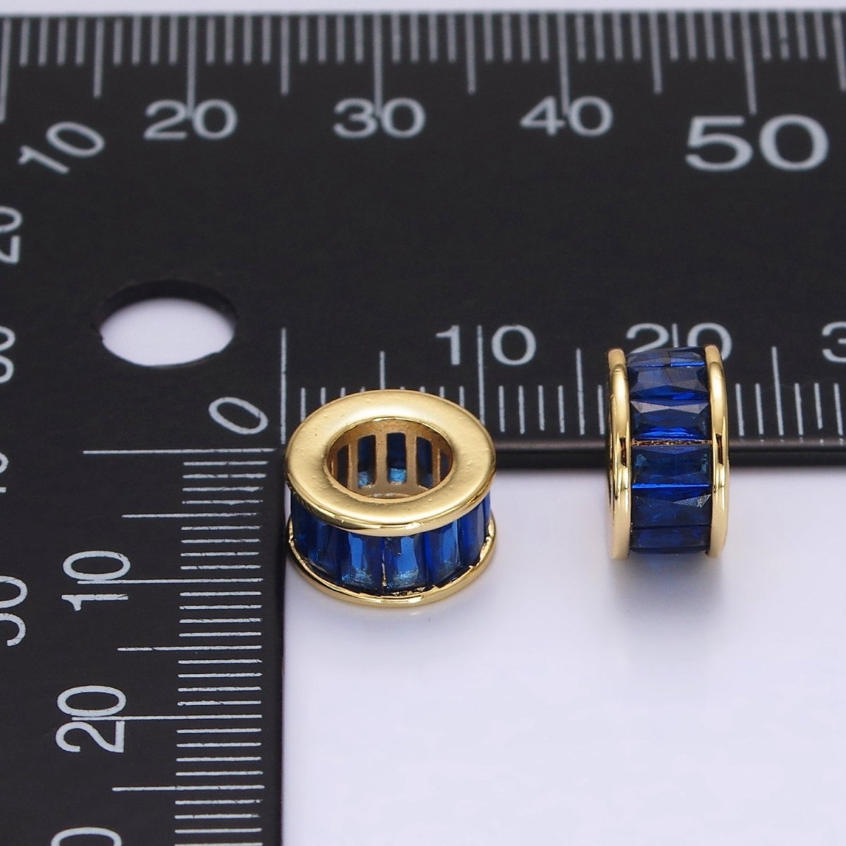 14K Gold Filled CZ Baguette Rondell Bead Birthstone Charm Spacer for Necklace Bracelet | B861 - B872 - DLUXCA